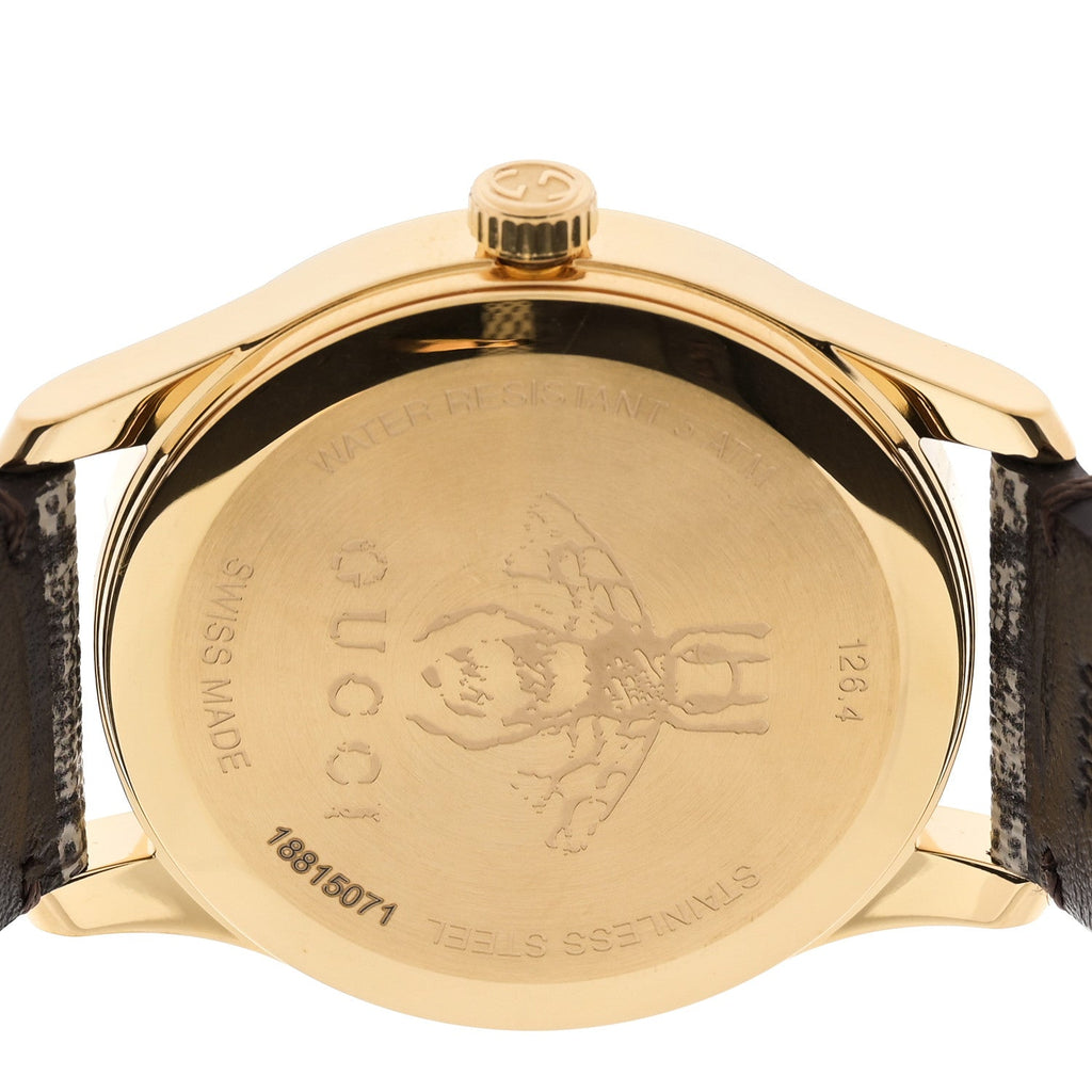 Gucci Stainless Steel Canvas 38mm G-Timeless GG Supreme Bee Quartz Watch Brown