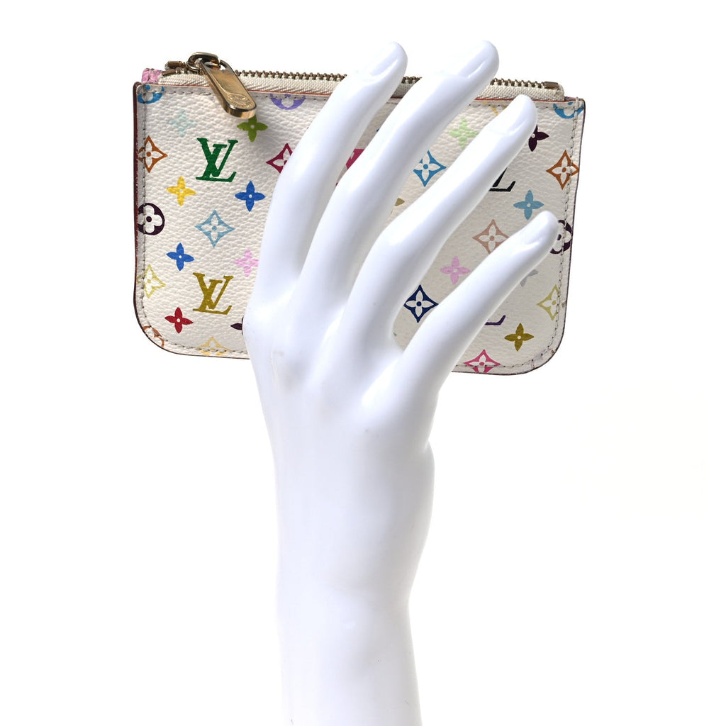 Louis Vuitton Monogram Multicolor Key Pouch White Litchi
