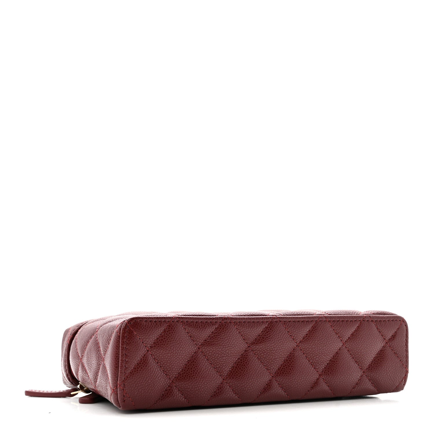 Caviar Quilted Top Handle Slim Vanity With Chain Burgundy