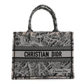 Christian Dior Canvas Embroidered Medium Plan De Paris Book Tote Grey Black