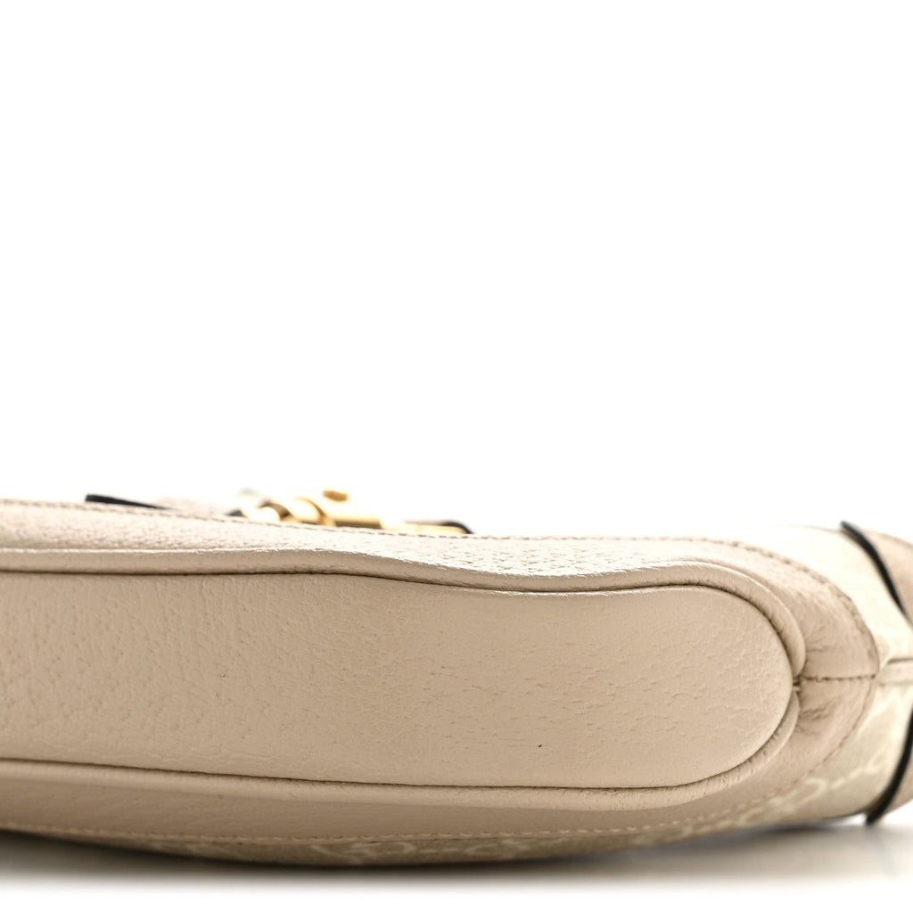 Gucci GG Supreme Monogram Textured Dollar Calfskin Mini Jackie 1961 Hobo Beige Mystic White Oatmeal