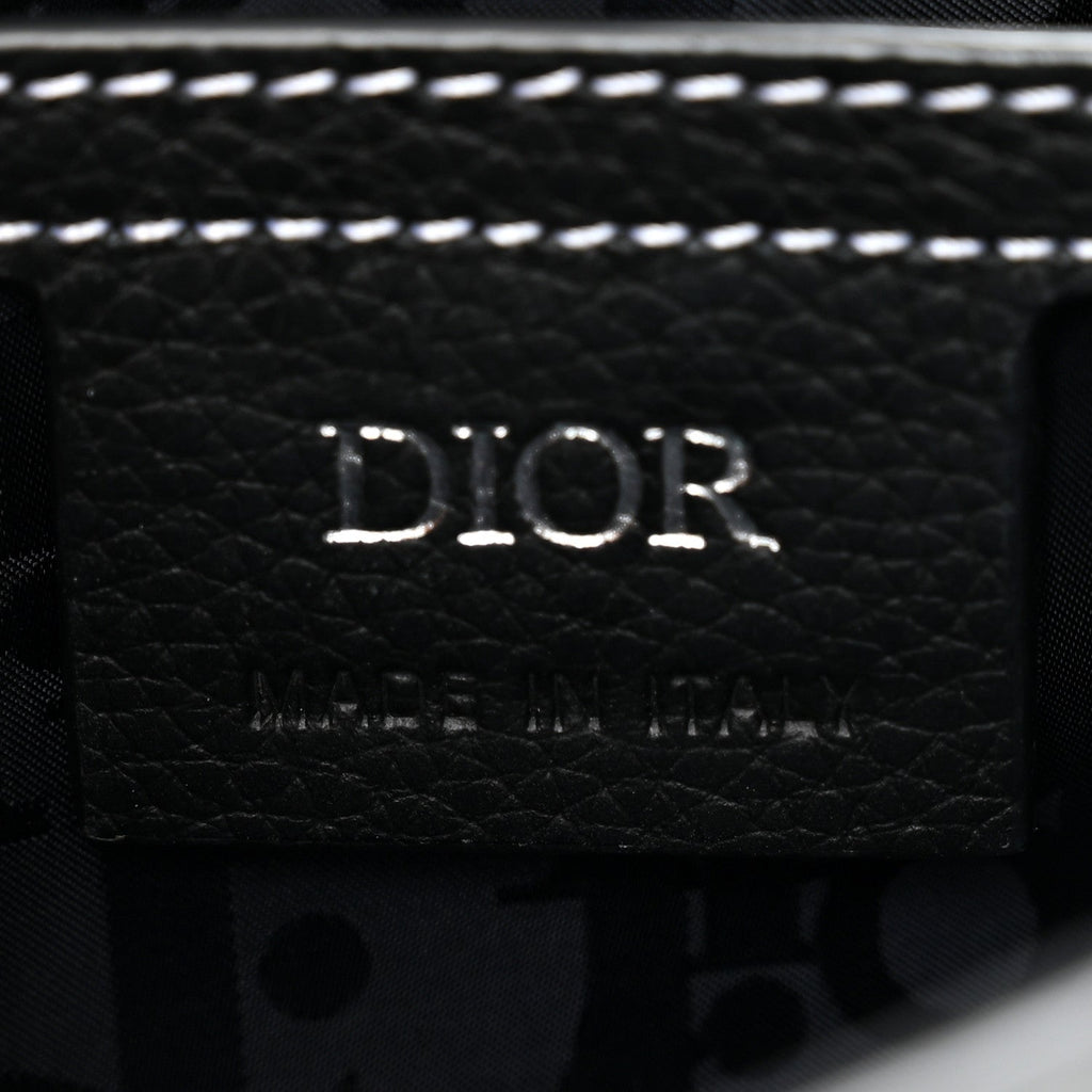 Christian Dior Grained Calfskin Saddle Messenger Bag With Strap Black