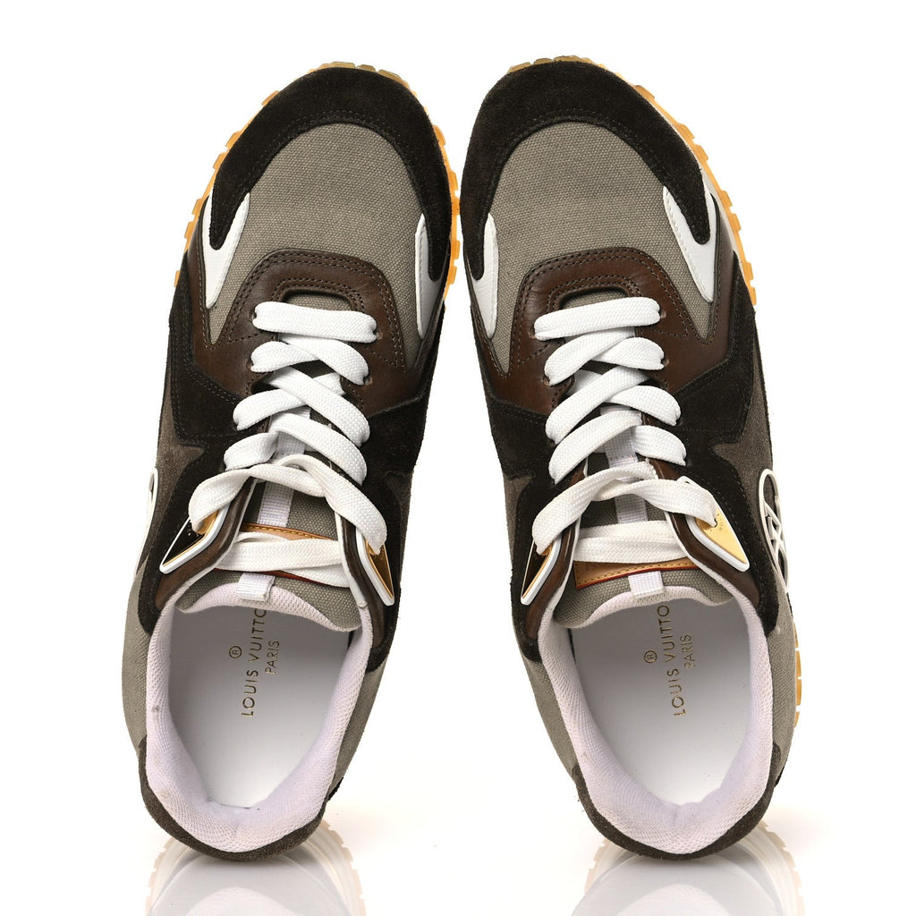 Louis Vuitton Calfskin Suede Run Away Sneakers 37.5 Kaki