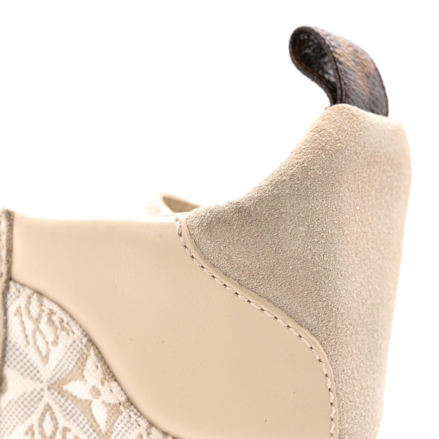 Louis Vuitton Suede Calfskin Jacquard Since 1854 Laureate Platform Desert Boots 37.5 Beige