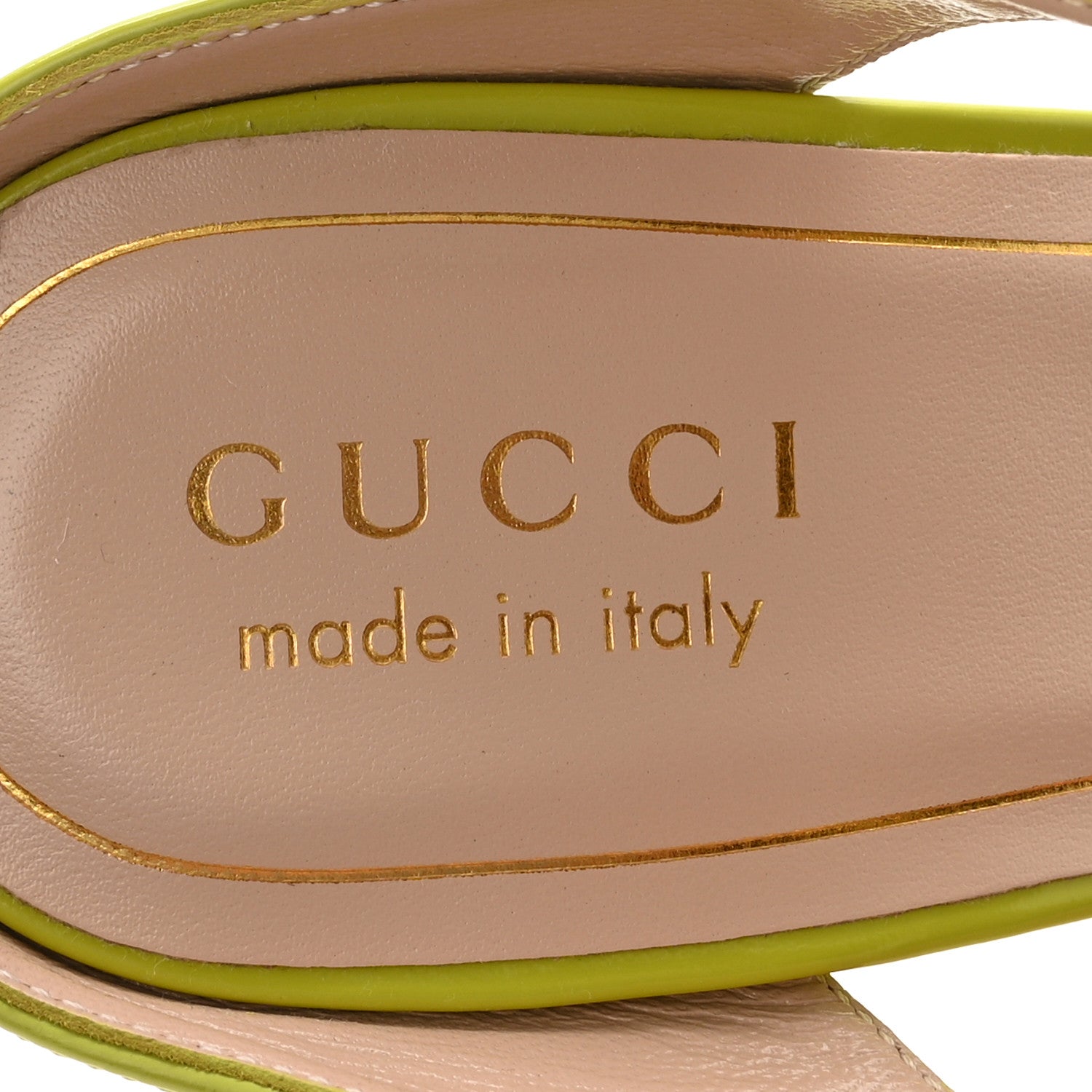 Gucci Regent Calfskin Lucite Wedge 110 Mules 38 Firefly