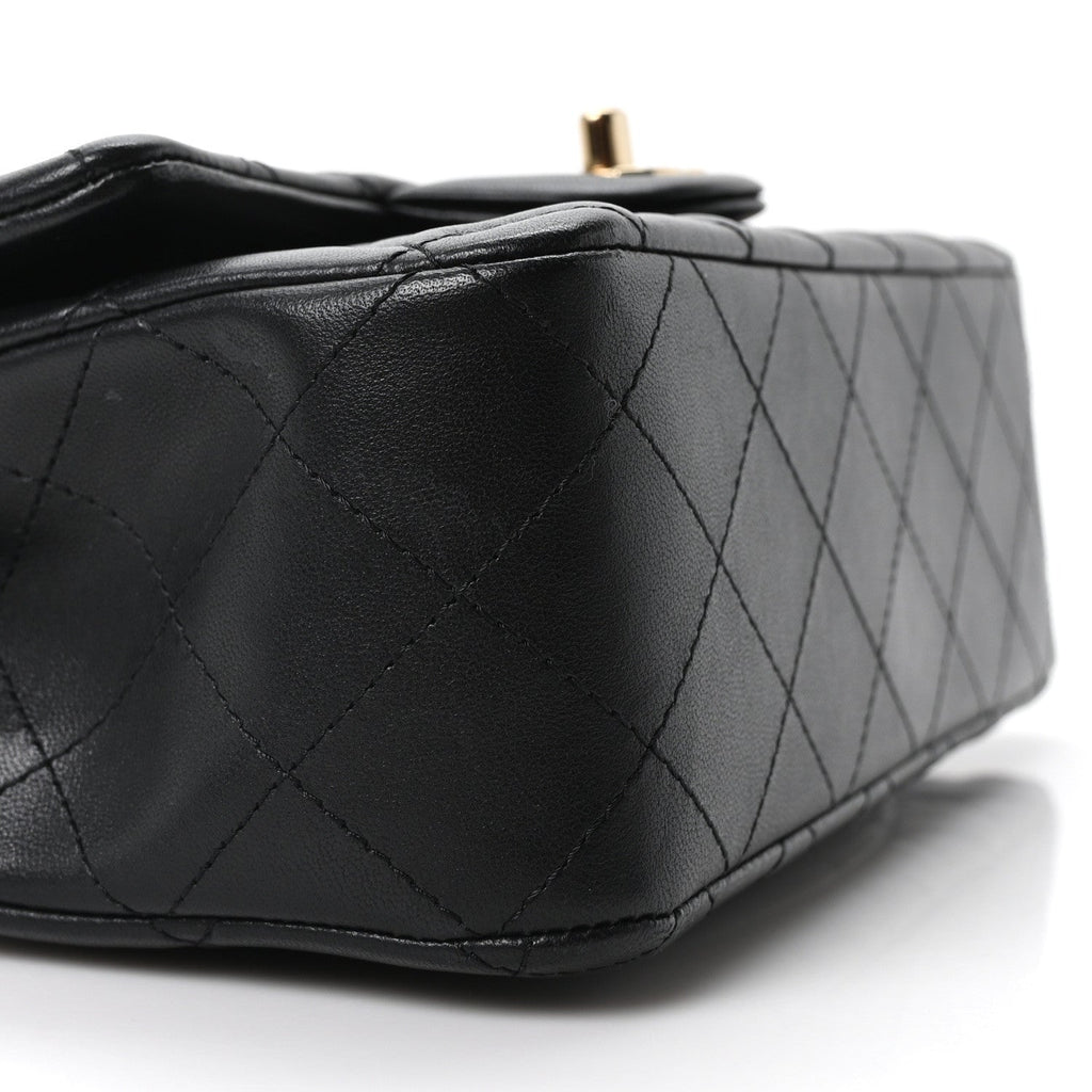 Chanel Lambskin Quilted Mini Rectangular Flap Black