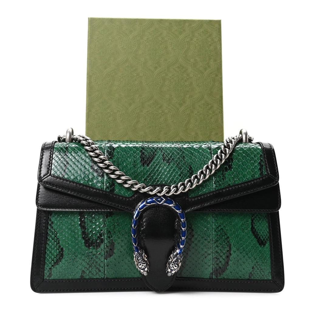 Gucci Snakeskin Enamel Small Dionysus Shoulder Bag Green