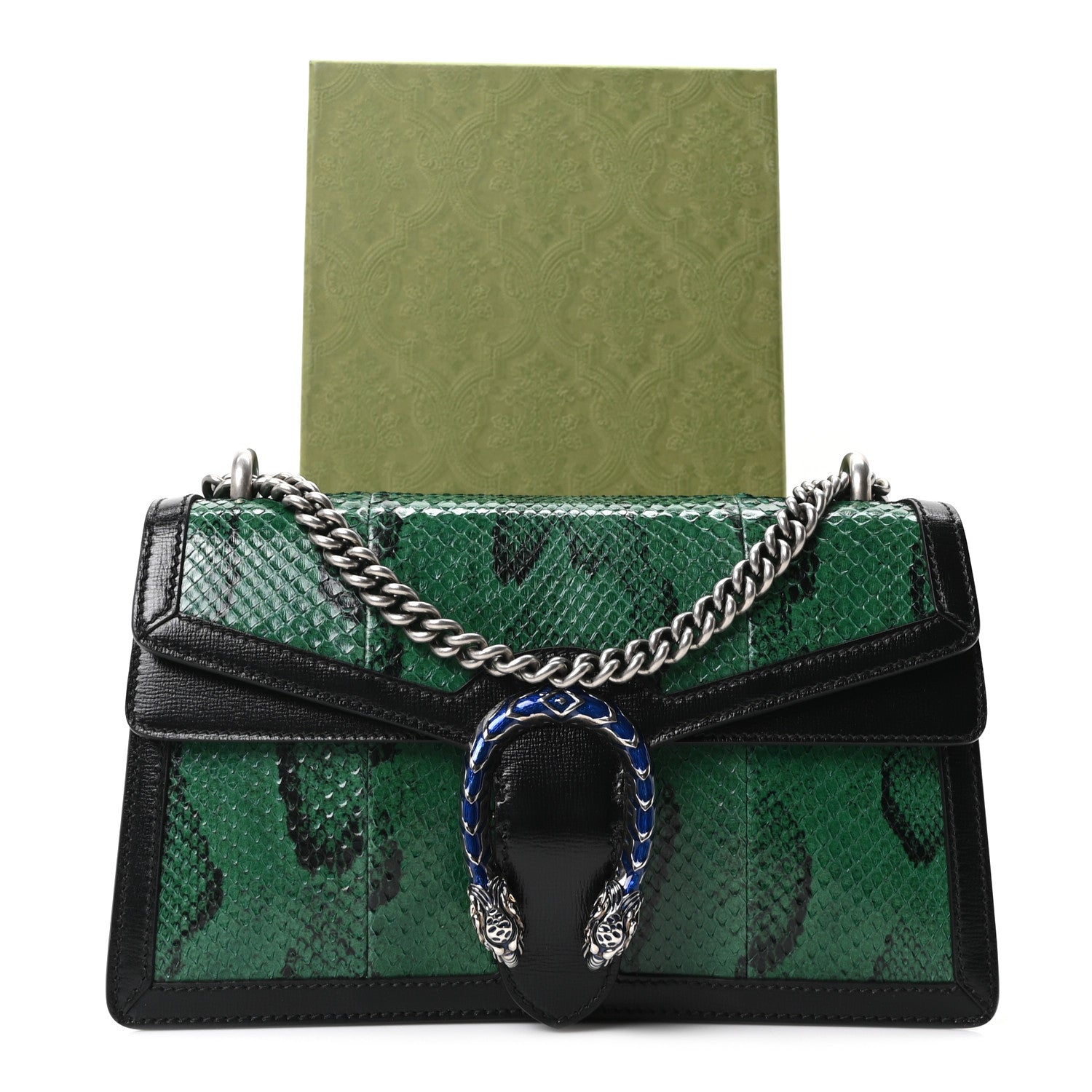 Gucci Snakeskin Enamel Small Dionysus Shoulder Bag Green