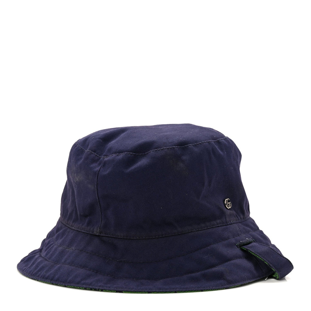 Gucci Monogram Multicolor Reversible Self-Tie Bucket Hat S Green Blue