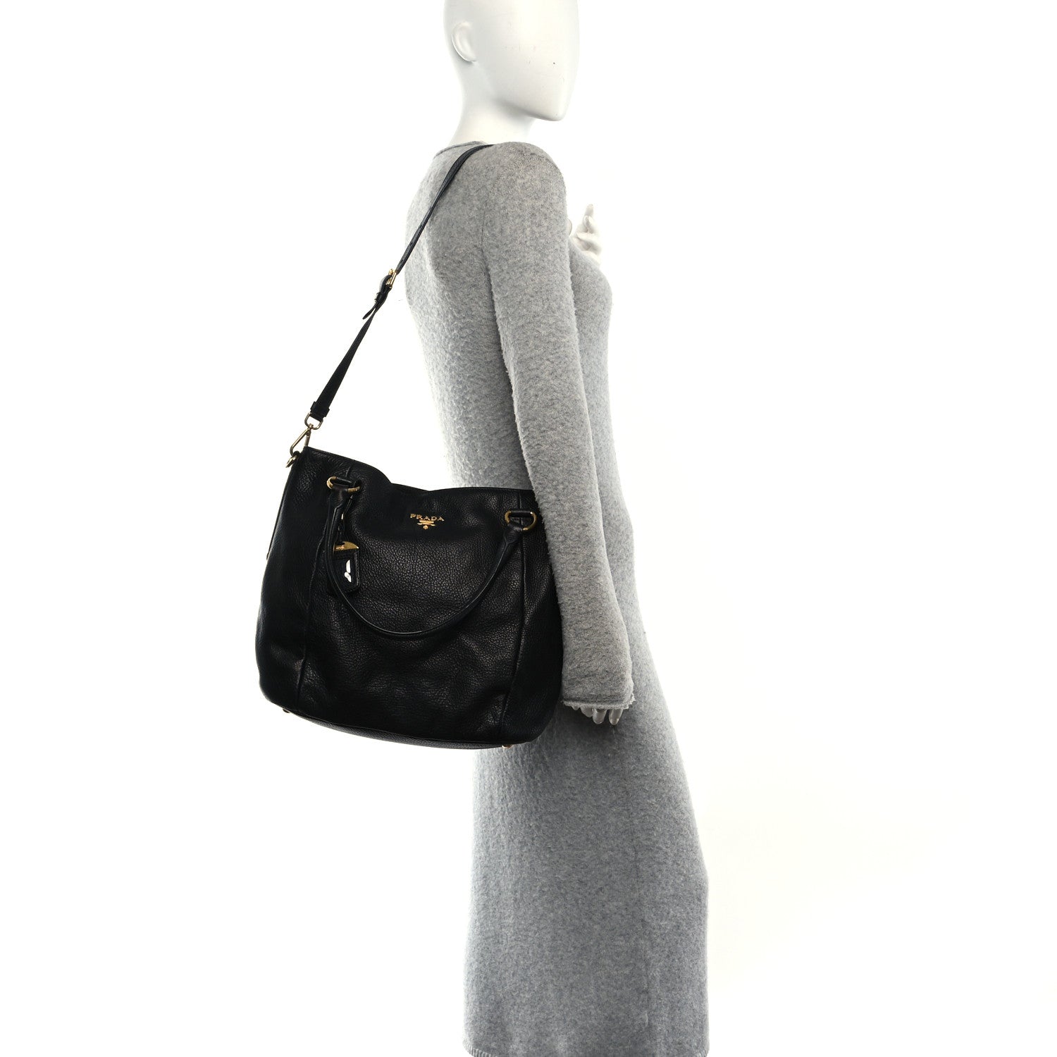 Prada Vitello Daino Shopping Tote Black