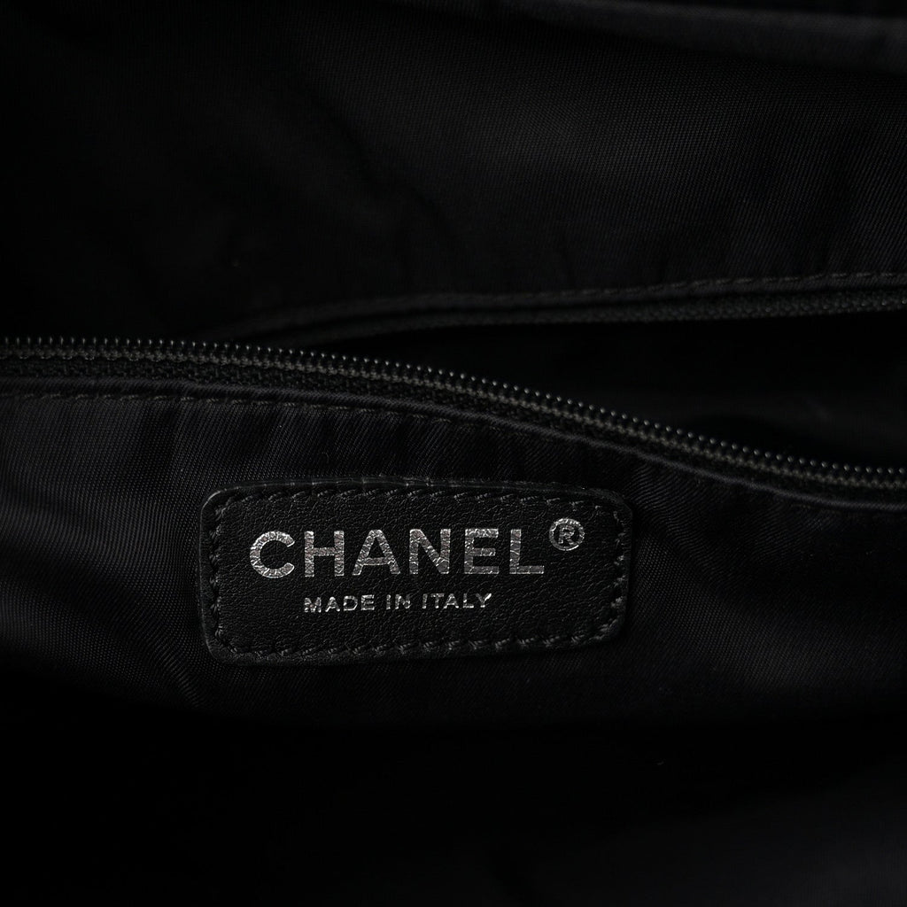 Chanel Coated Canvas Quilted Large Paris Biarritz Tote Black