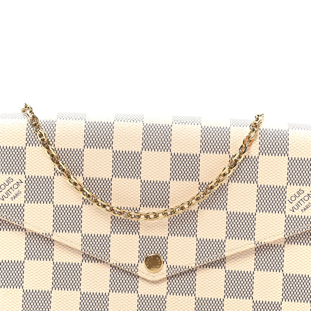 Louis Vuitton Damier Azur Pochette Felicie Chain Wallet Rose Ballerine