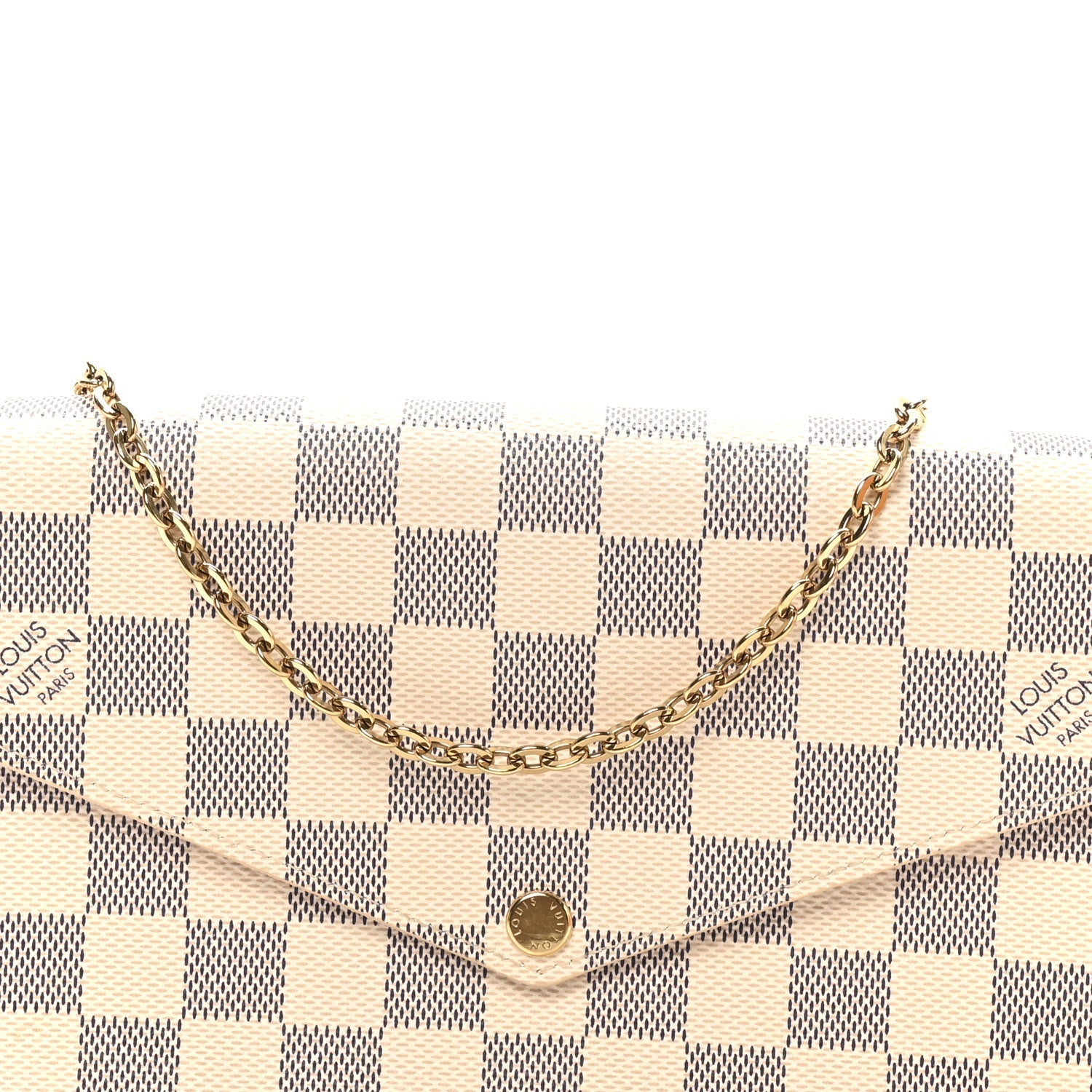Louis Vuitton Damier Azur Pochette Felicie Chain Wallet Rose Ballerine