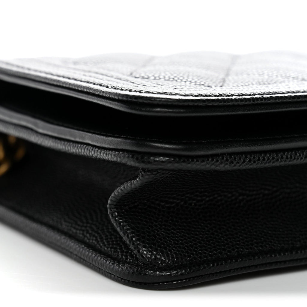 Chanel Caviar Quilted Boy Wallet On Chain WOC Black