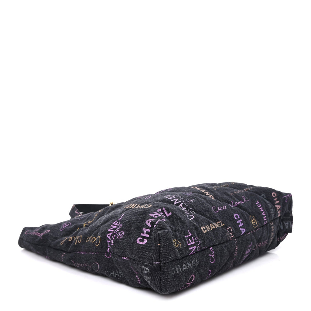 Chanel Denim Quilted Denim Mood Maxi Shopping Bag Black Multicolor
