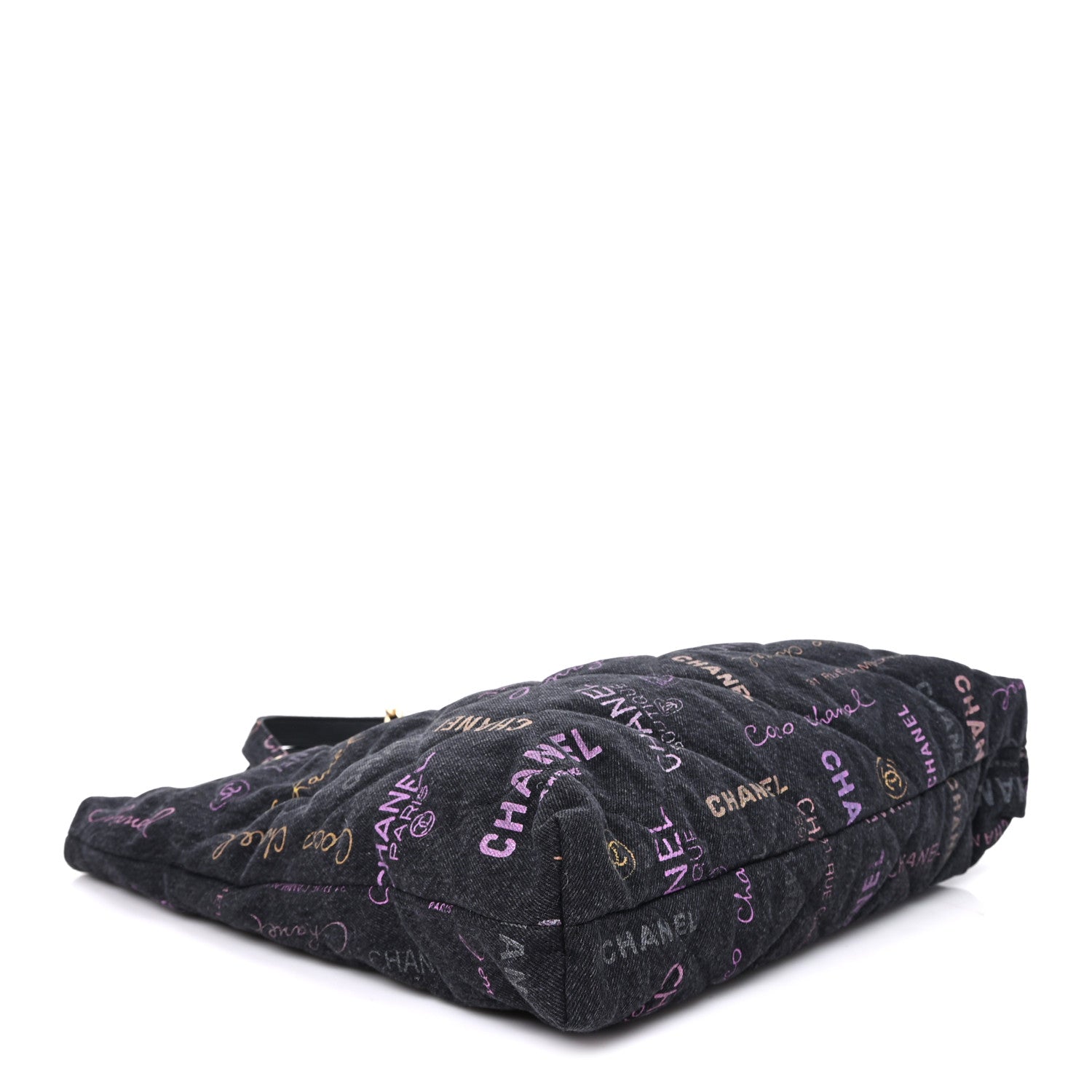 Chanel Denim Quilted Denim Mood Maxi Shopping Bag Black Multicolor