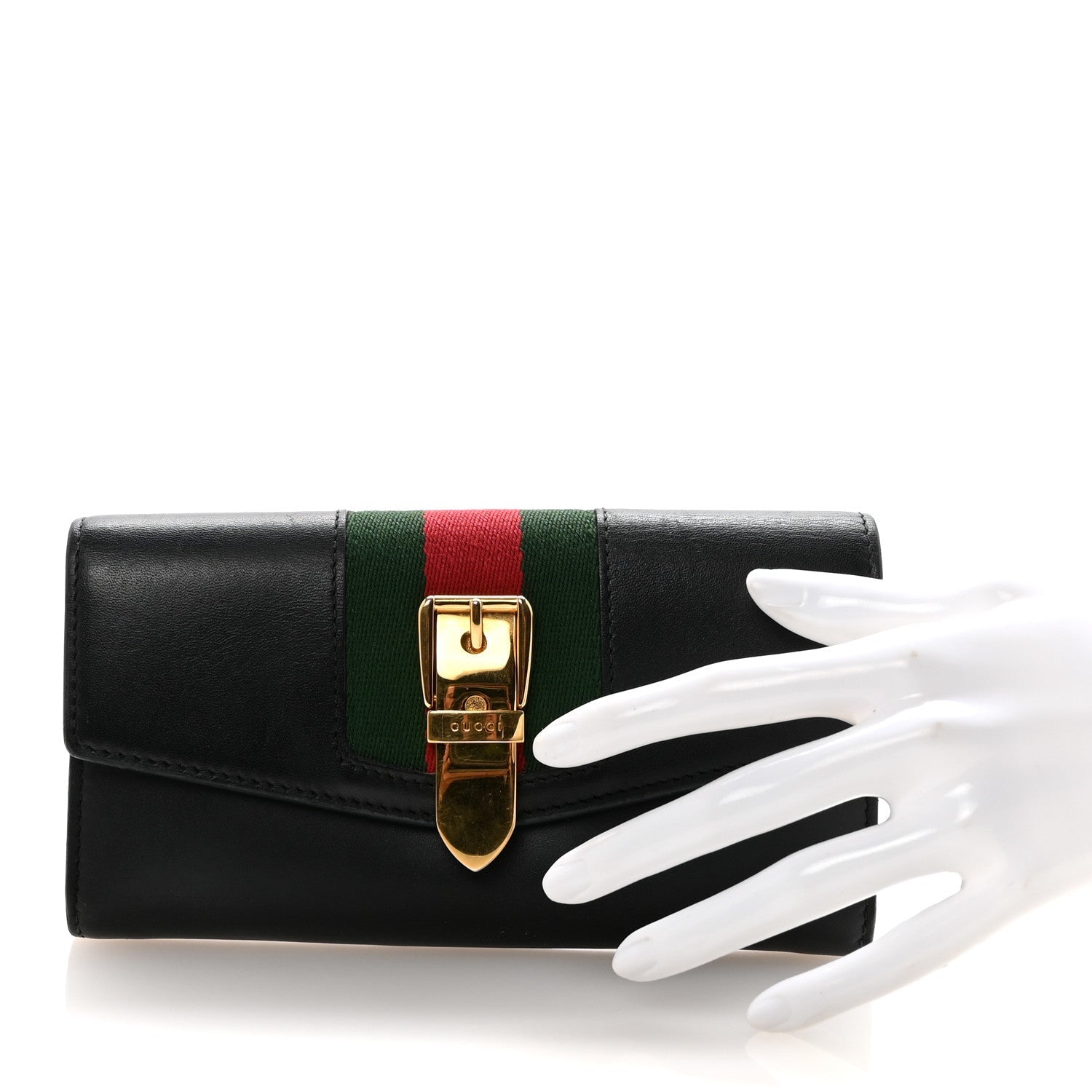 Gucci Calfskin Sylvie Continental Wallet Black