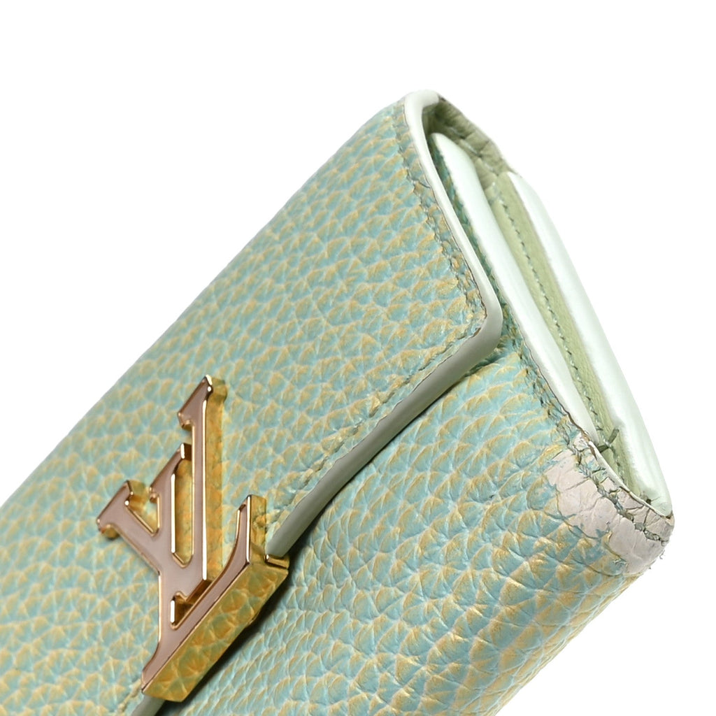 Louis Vuitton Taurillon Summer Stardust Capucines XS Wallet Vert D'Eau