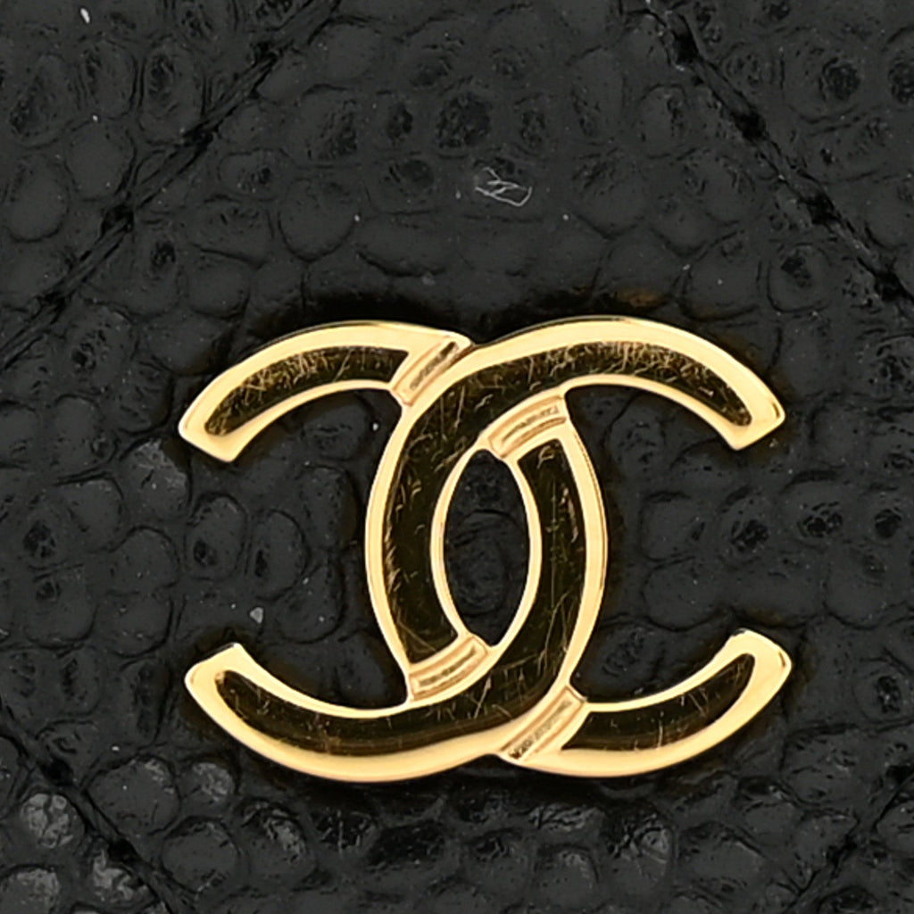 Caviar Quilted Card Holder Black