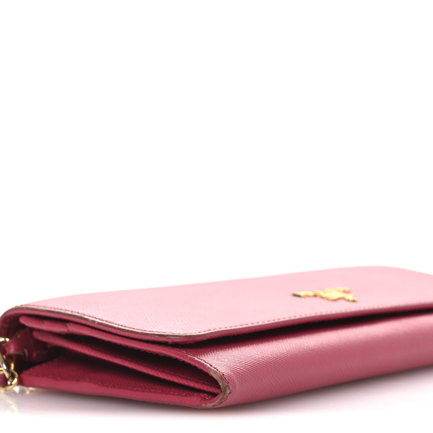 Prada Saffiano Metal Oro Chain Wallet Peonia