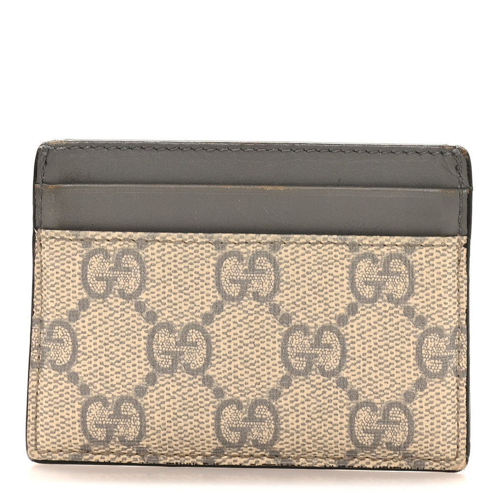 Gucci GG Supreme Monogram Calfskin Card Holder Beige Grey