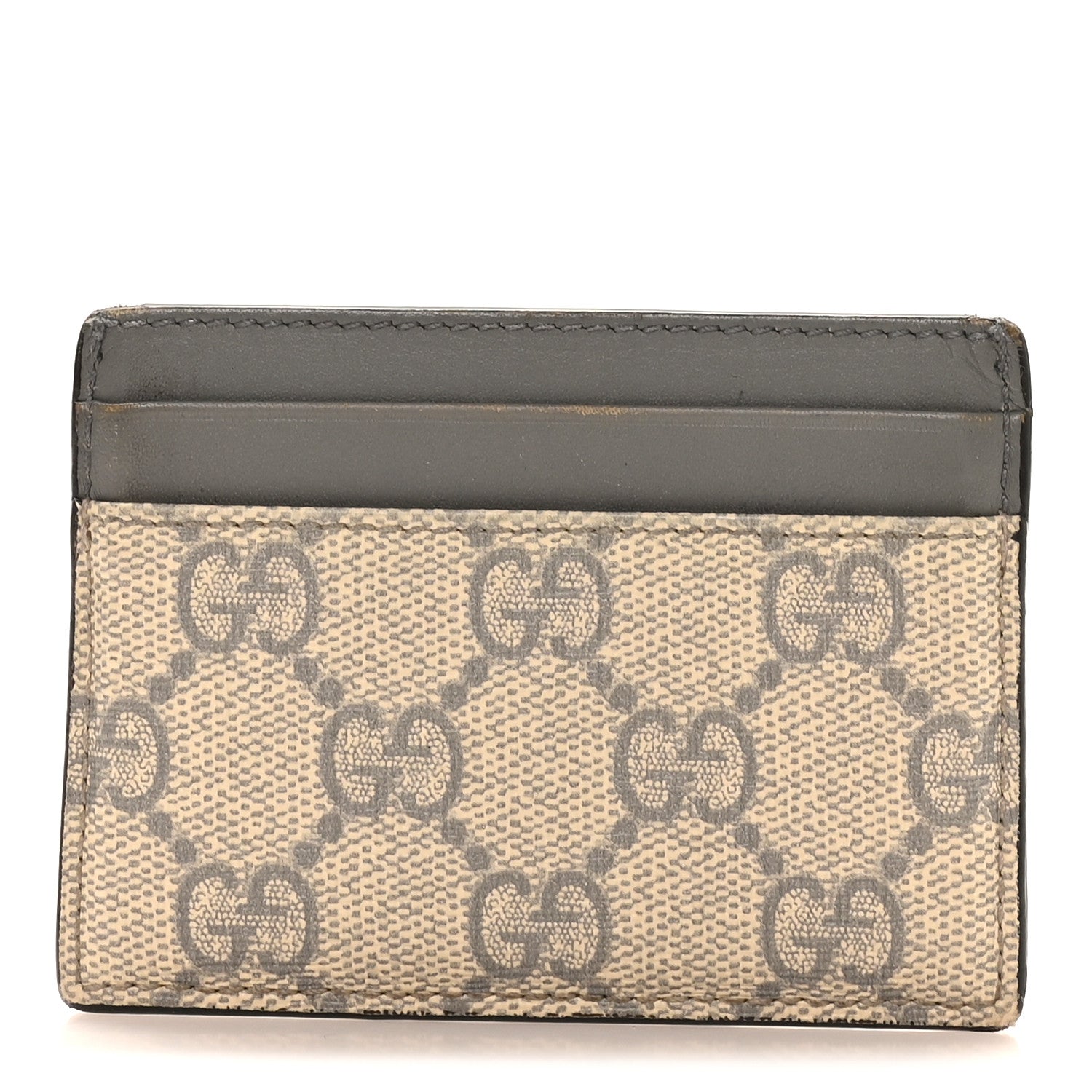 Gucci GG Supreme Monogram Calfskin Card Holder Beige Grey