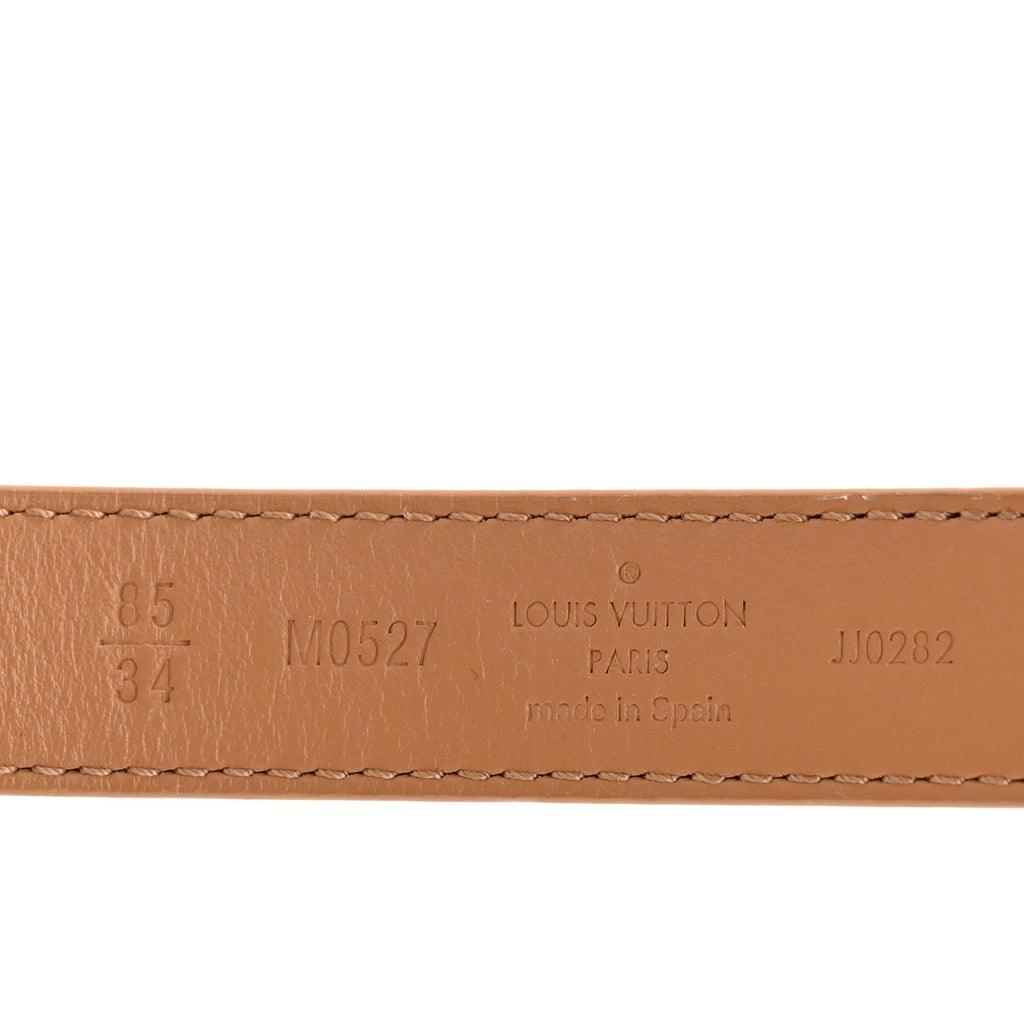 Louis Vuitton Calfskin Monogram 20mm LV Iconic Reversible Belt 85 34 Arizona Beige