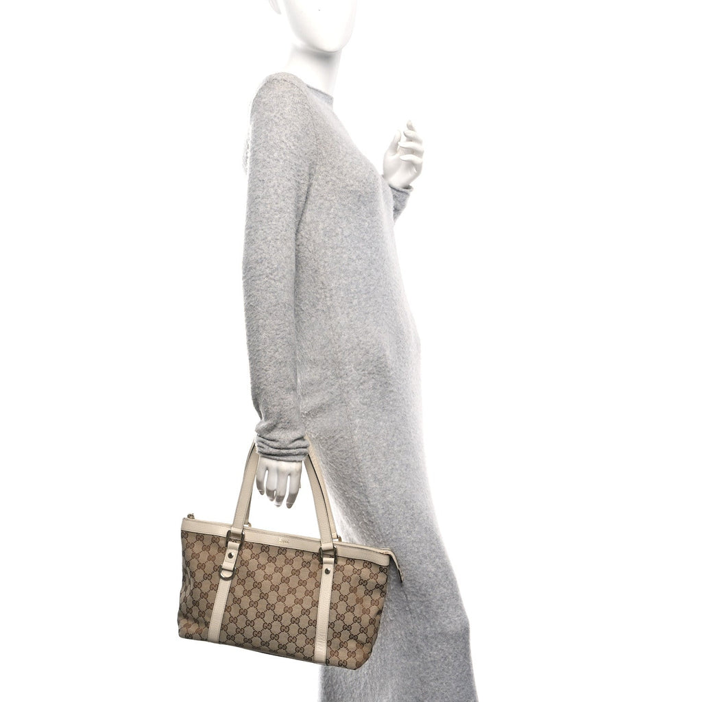 Gucci Monogram Medium Abbey Tote Off White