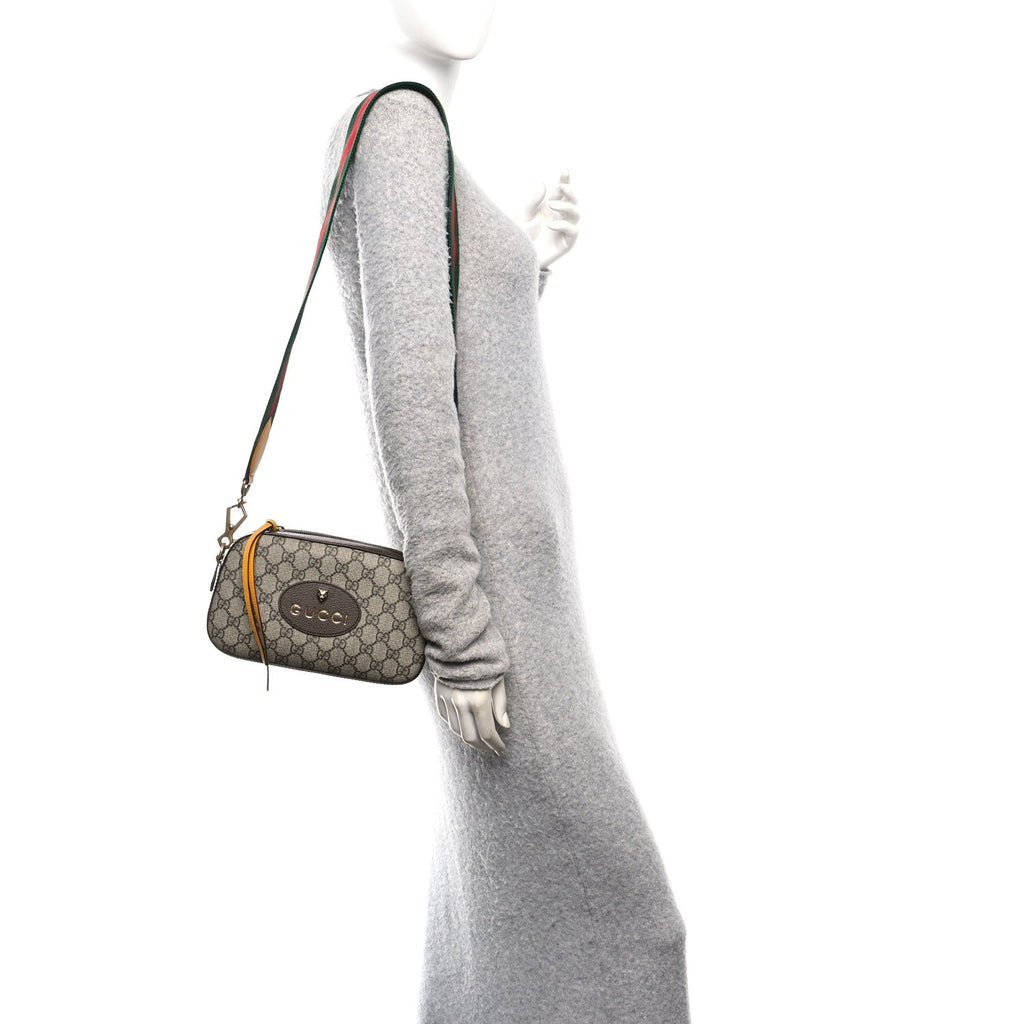 Gucci GG Supreme Monogram Web Neo Vintage Shoulder Bag Beige New Acero Crop