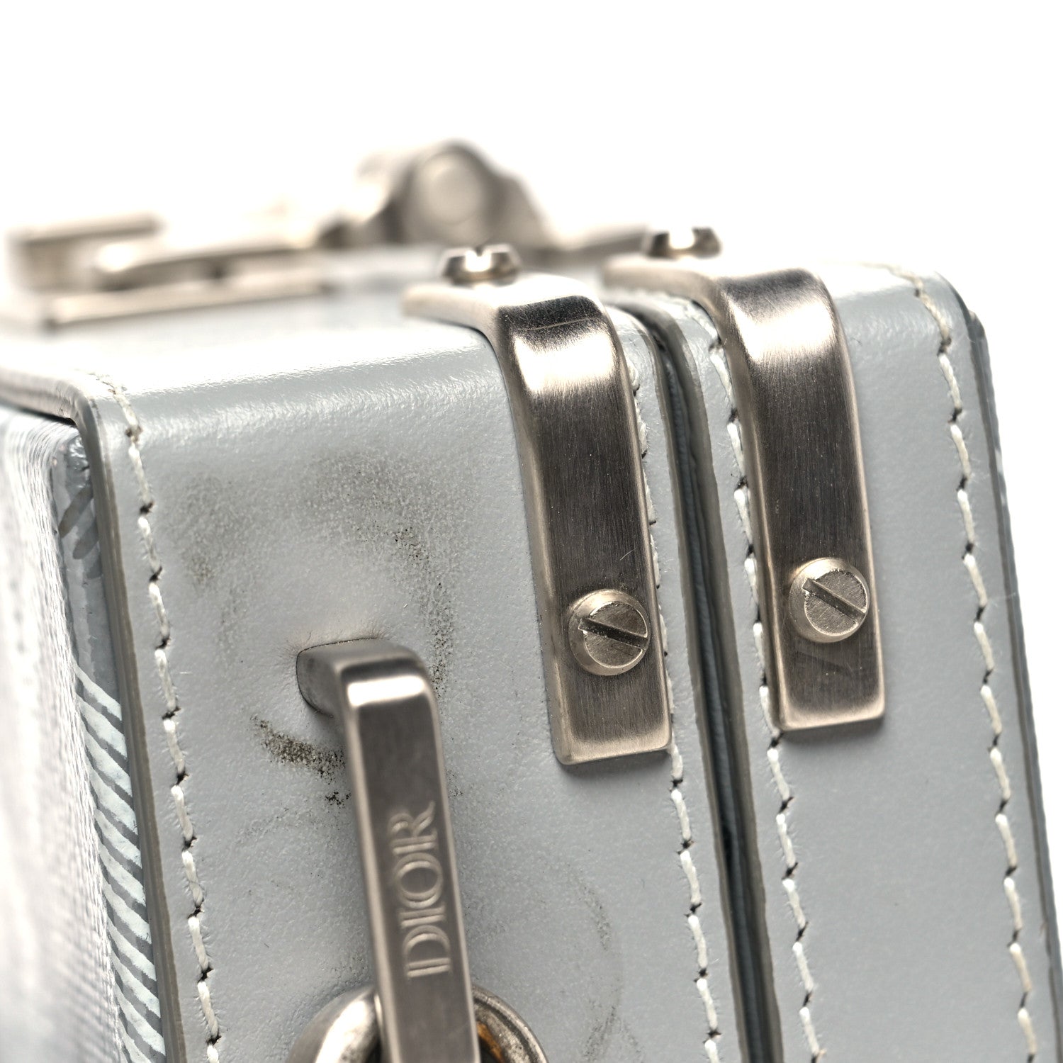 Christian Dior Coated Canvas CD Diamond Lock Mini Case  Gray