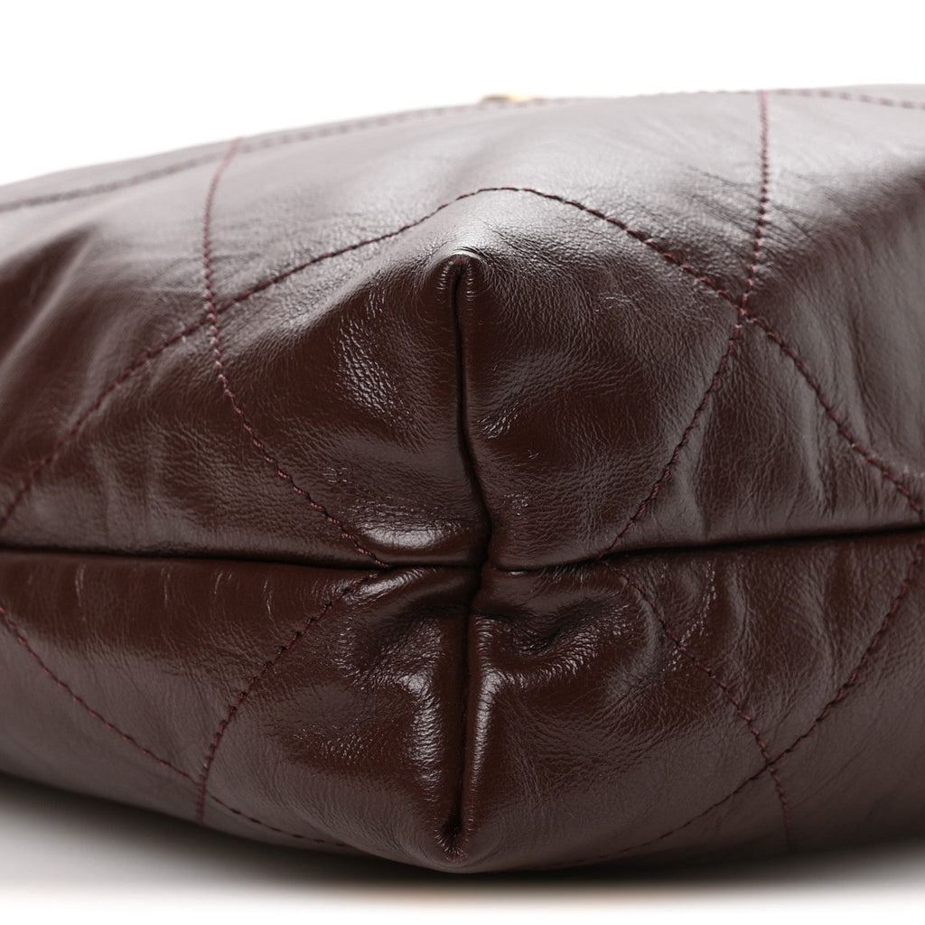 Chanel Shiny Calfskin Quilted Small Chanel 22 Dark Brown