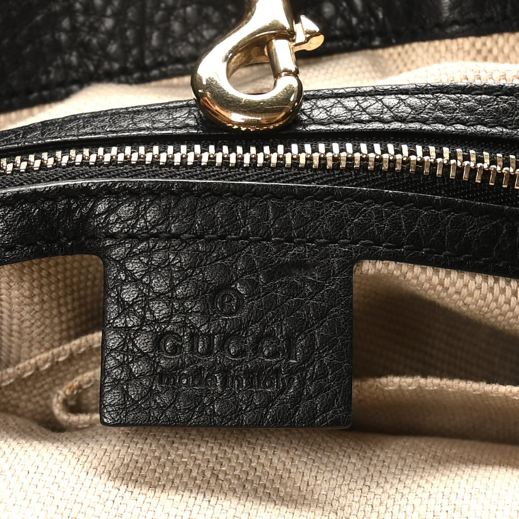 Gucci Pebbled Calfskin Medium Soho Chain Shoulder Bag Black