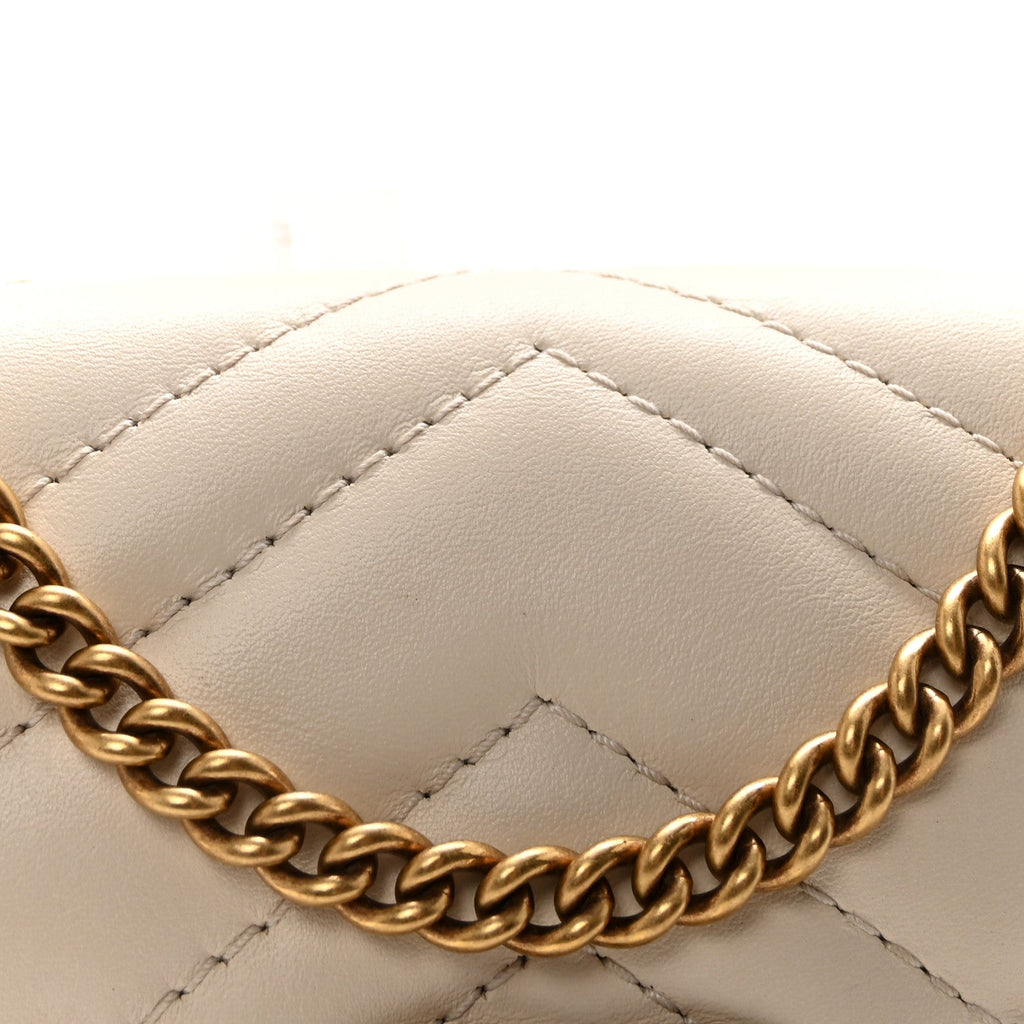 Gucci Calfskin Matelasse Super Mini GG Marmont Shoulder Bag White