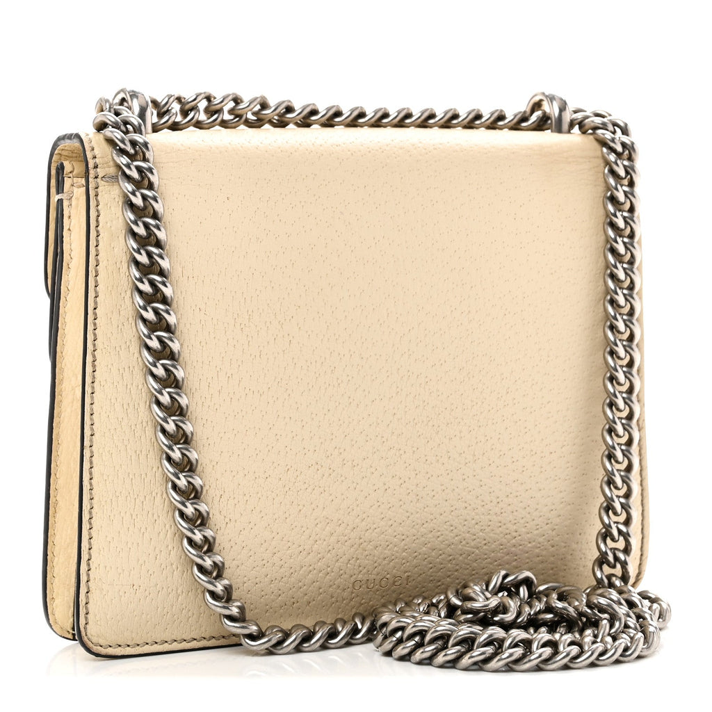 Gucci Textured Calfskin Crystal Mini Dionysus Shoulder Bag Mystic White