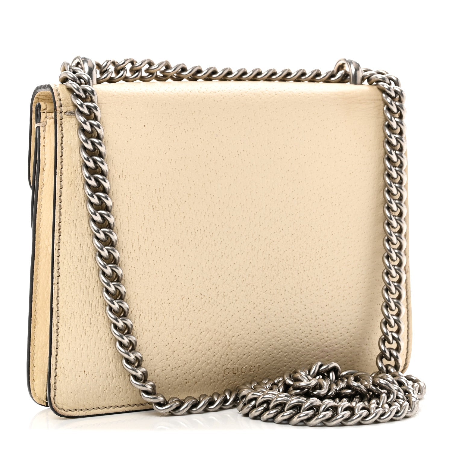 Gucci Textured Calfskin Crystal Mini Dionysus Shoulder Bag Mystic White