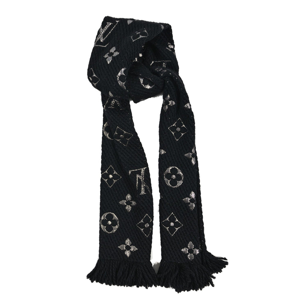Louis Vuitton Wool Silk Logomania Shine Scarf Black