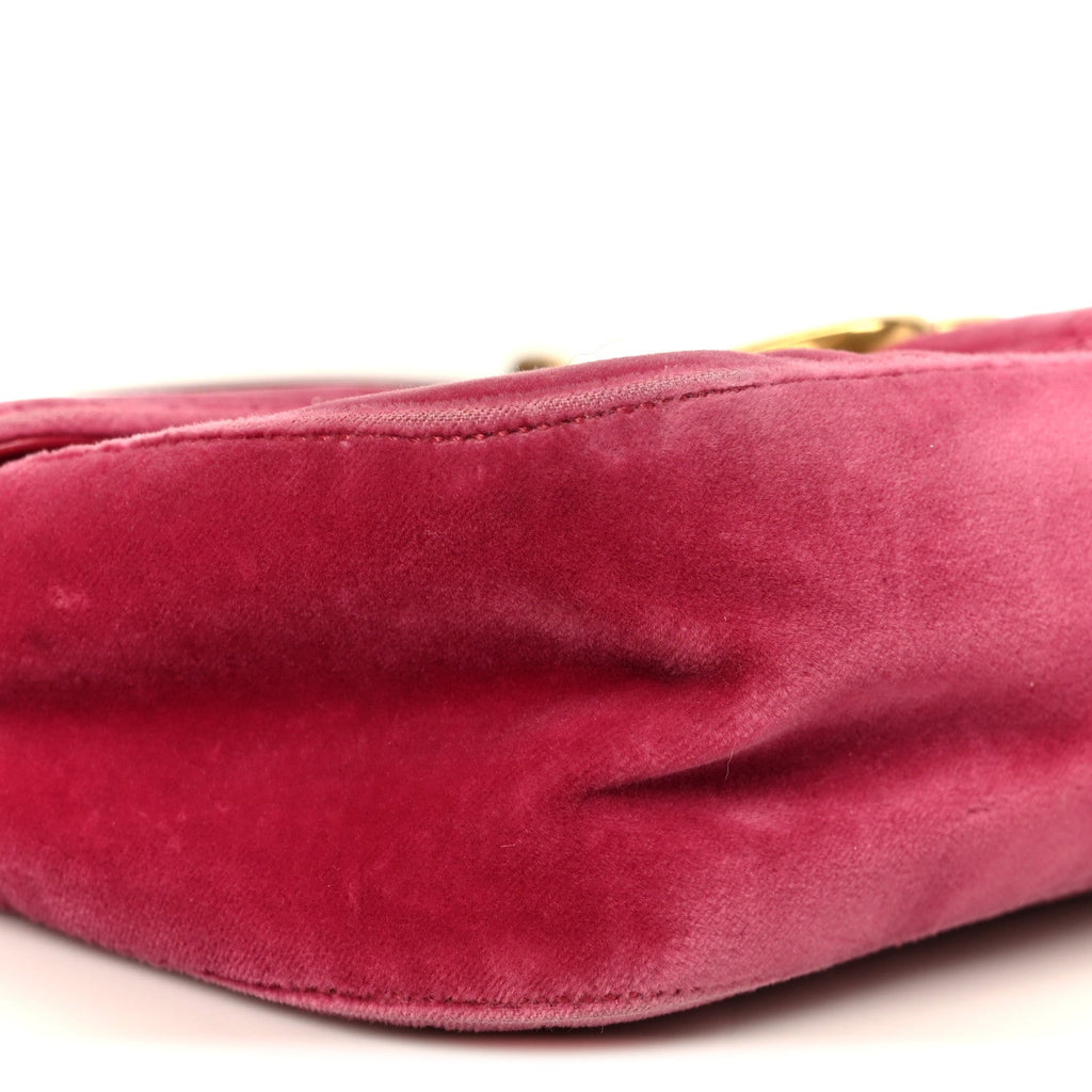 Gucci Velvet Matelasse Small GG Marmont Shoulder Bag Light Raspberry Rose
