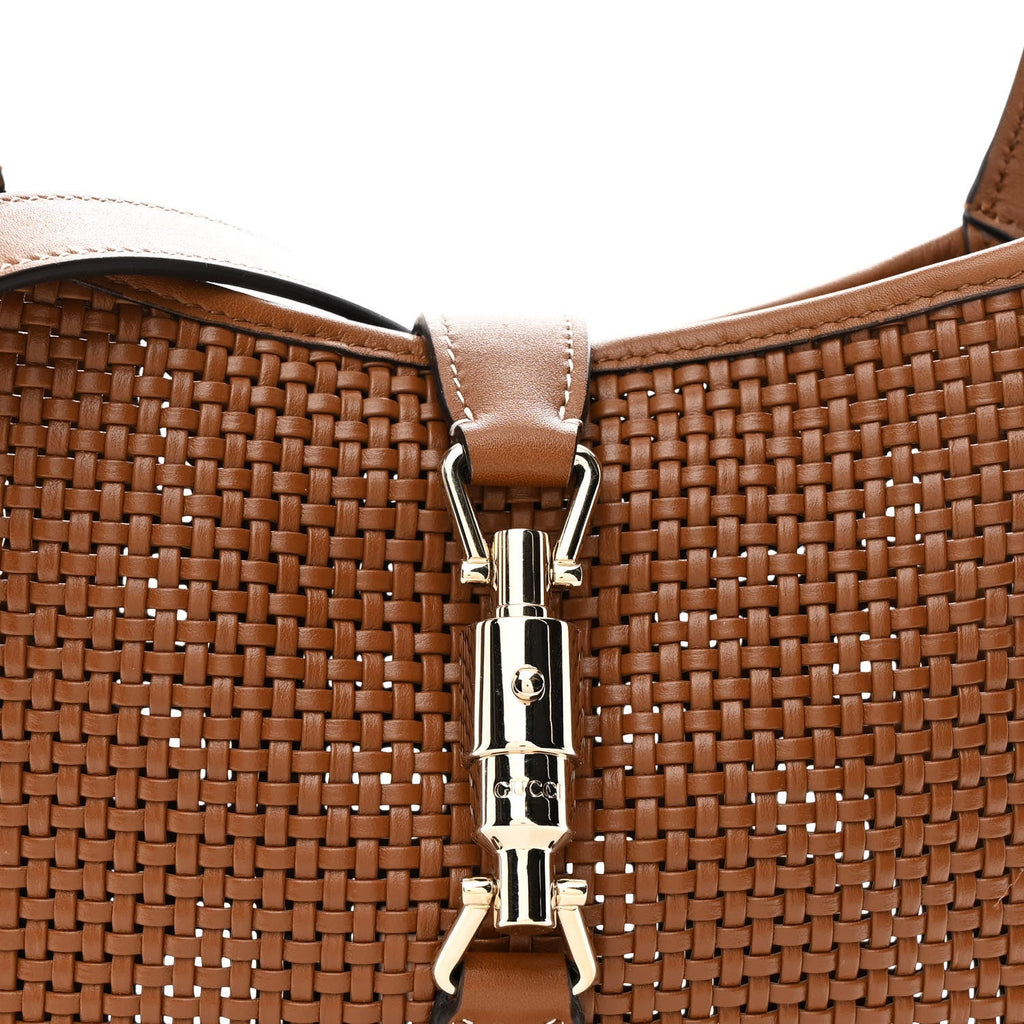 Gucci Woven Calfskin Medium Jackie 1961 Hobo Brown