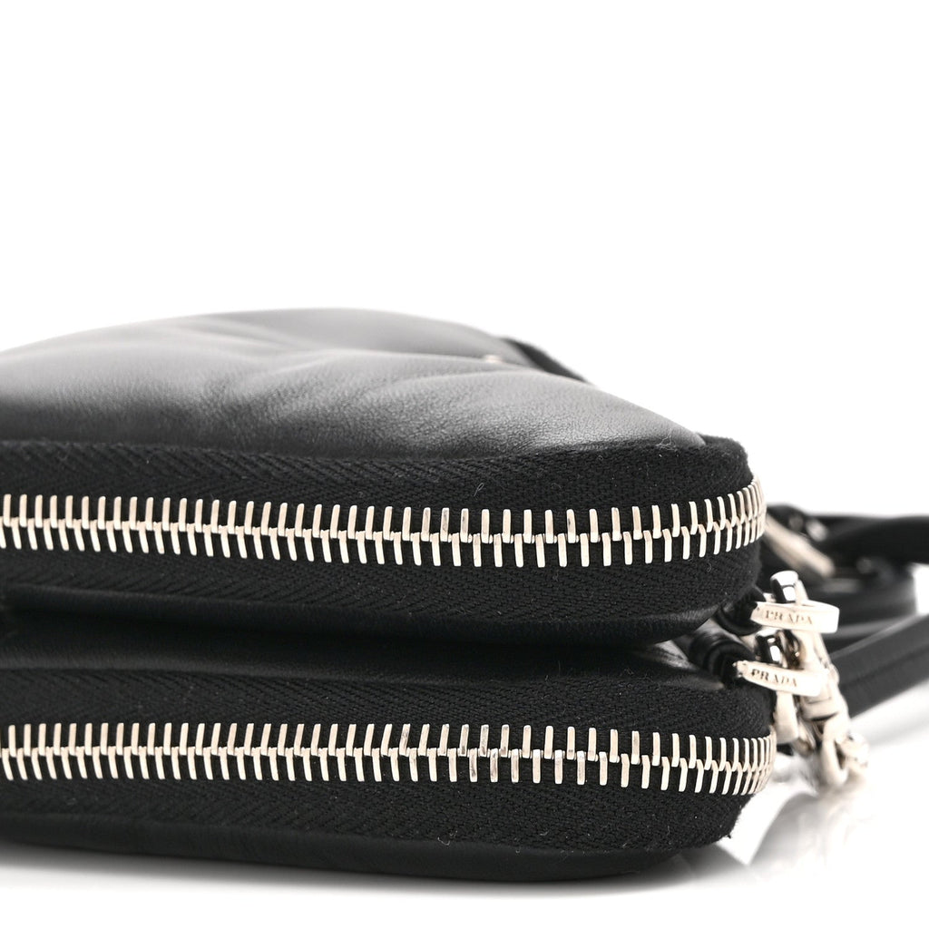 Prada Nappa Soft Padded Mini Triangle Crossbody Pouch Black