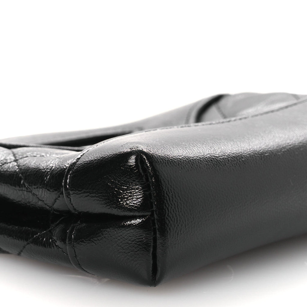 Chanel Shiny Lambskin Quilted Micro 31 Clutch With Chain Black