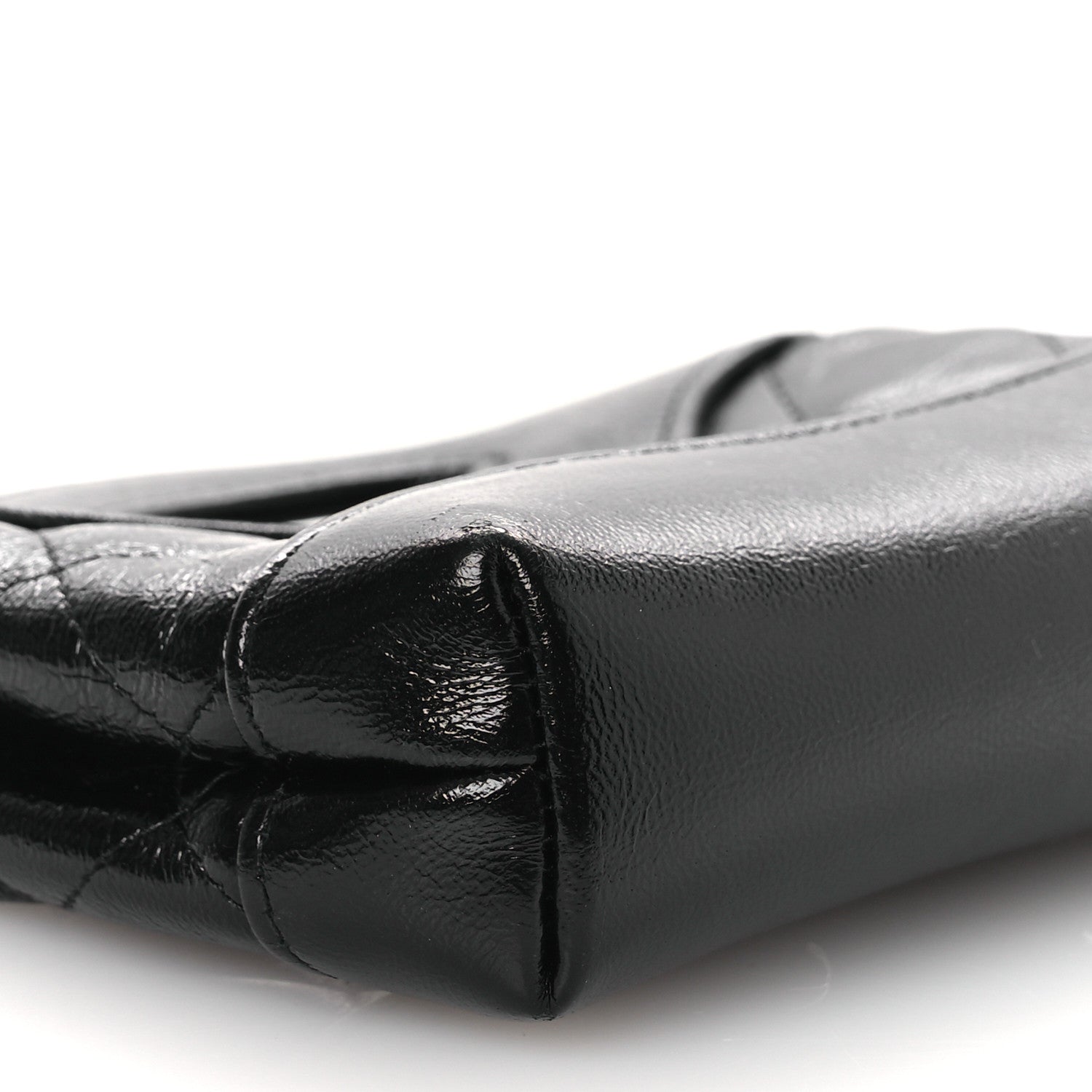Chanel Shiny Lambskin Quilted Micro 31 Clutch With Chain Black