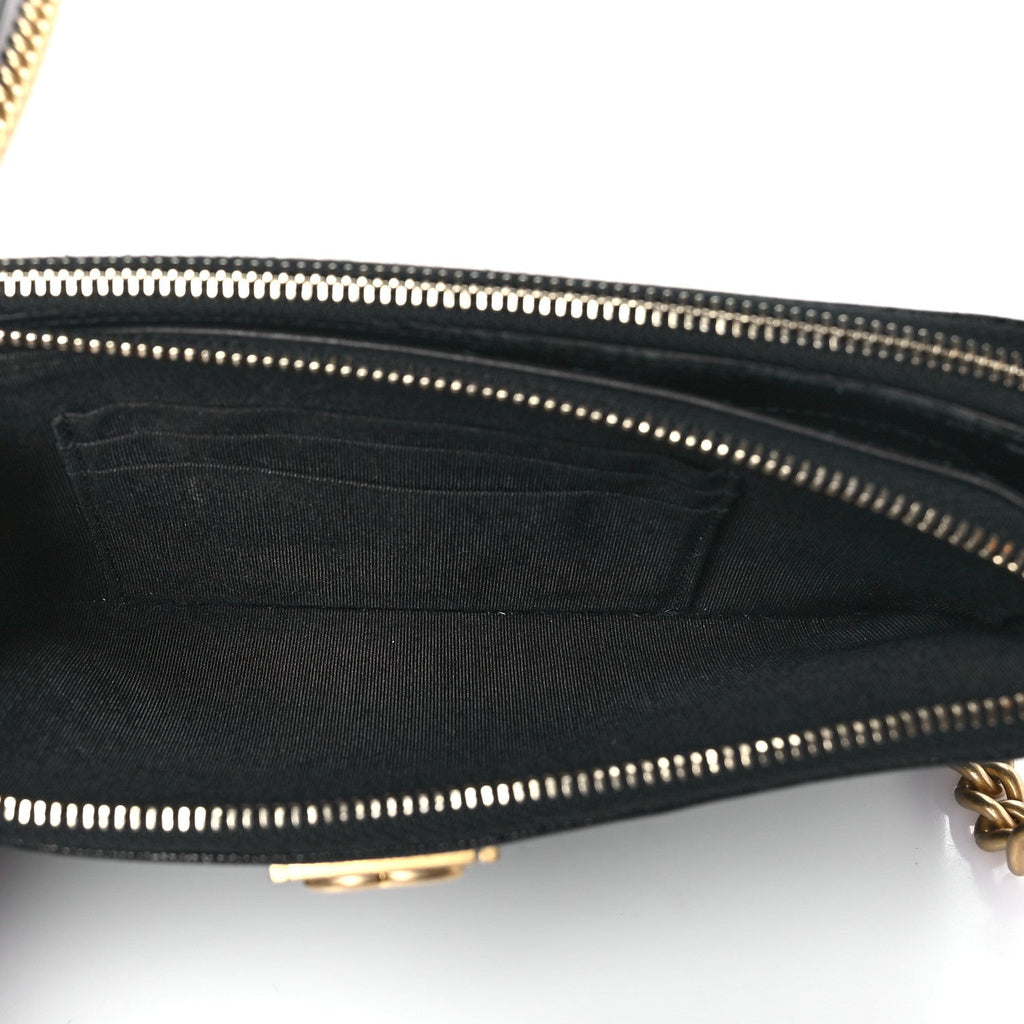 Chanel Caviar Quilted Small Boy Clutch With Chain Black