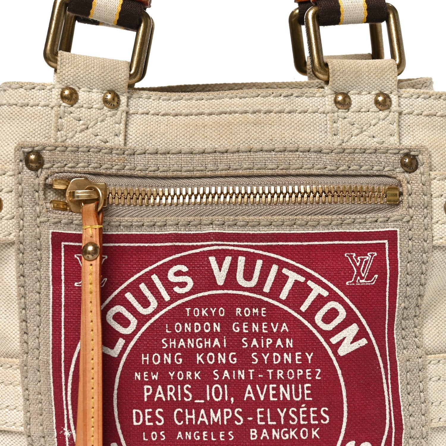 Louis Vuitton Toile Globe Shopper Cabas PM Red