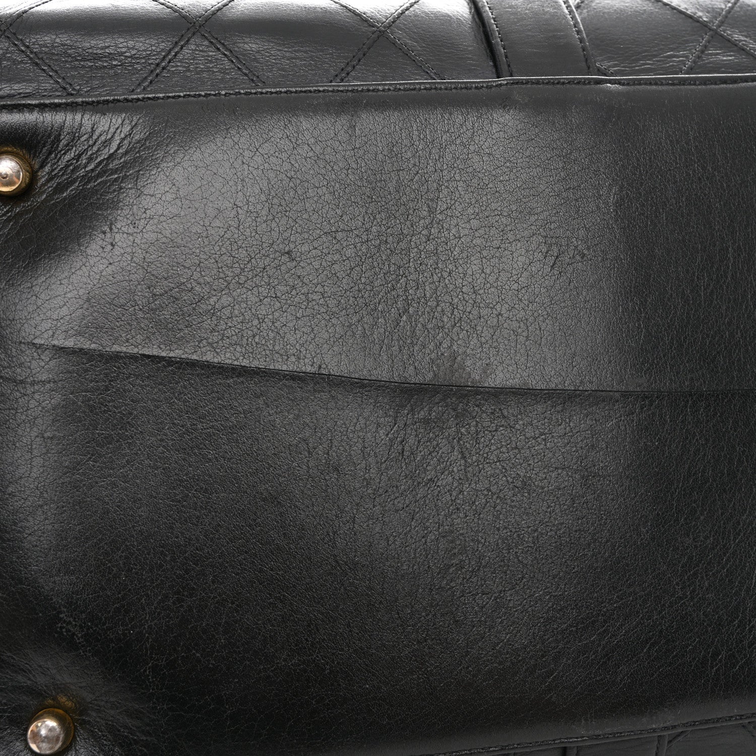 Chanel Calfskin Stitched Duffle Travel Bag Black