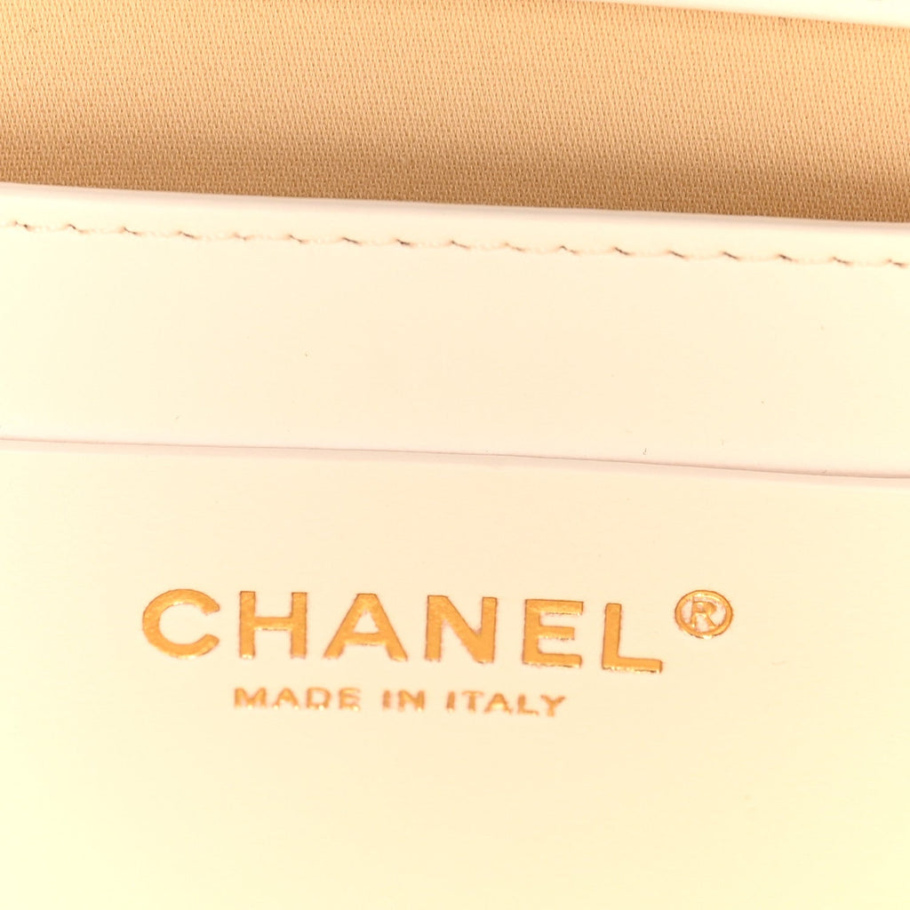Chanel Raffia Braided Lambskin Small Shopping Tote Beige White