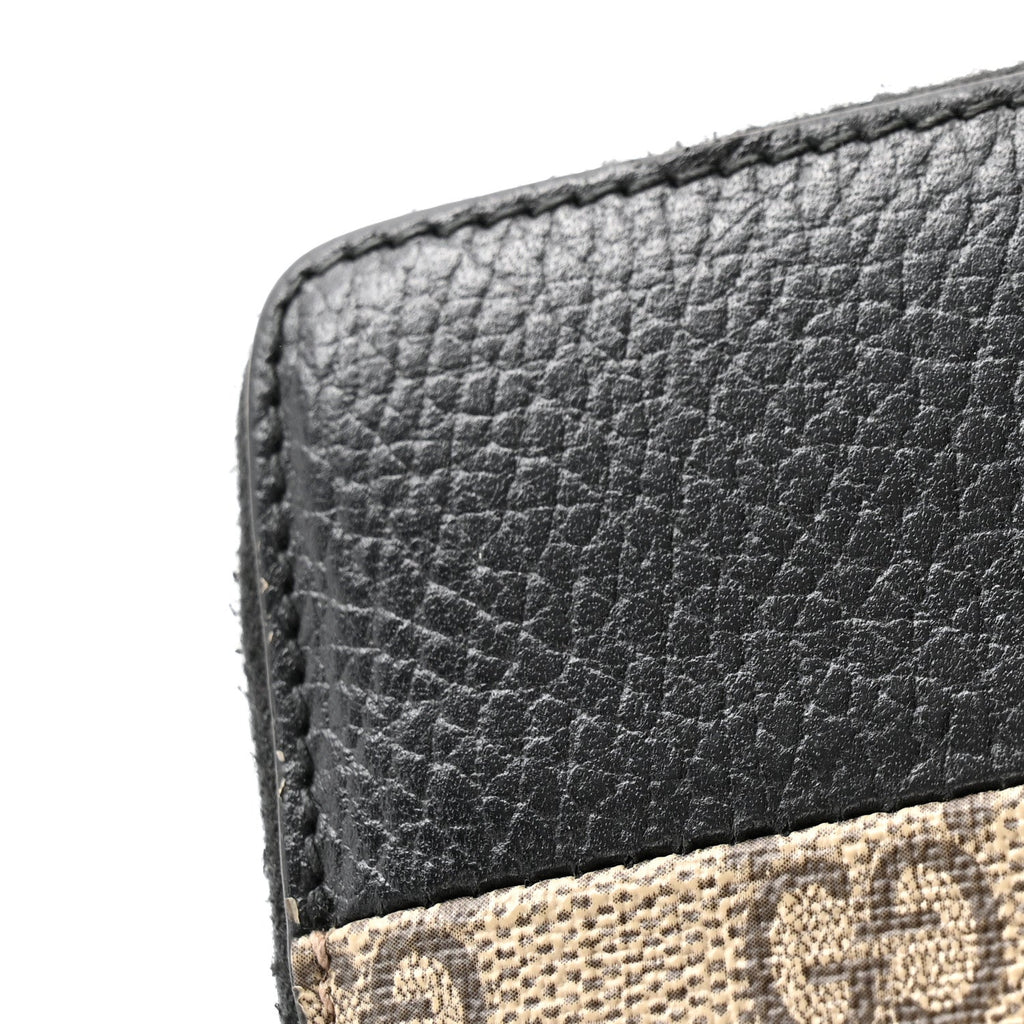 Gucci Dollar Calfskin GG Supreme Monogram GG Marmont Zip Around Wallet Black Beige Ebony