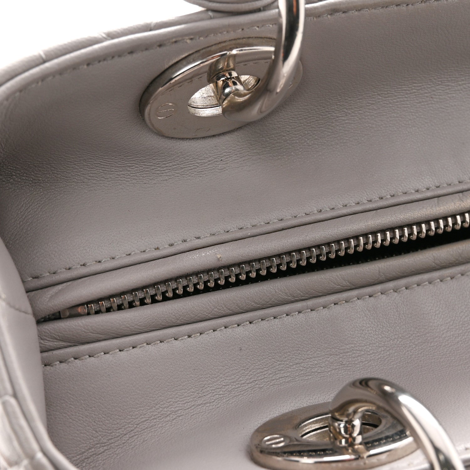 Christian Dior Lambskin Cannage Medium Lady Dior Grey