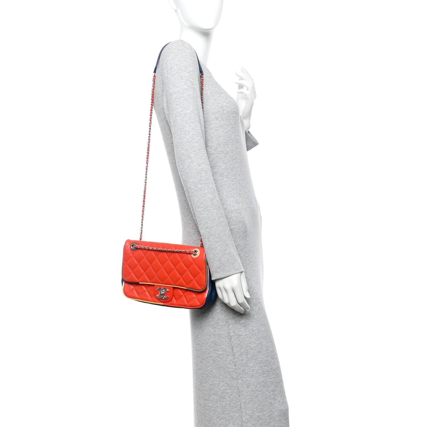 Chanel Lambskin Plexiglass Quilted Medium Cuba Color Flap Red Multicolor