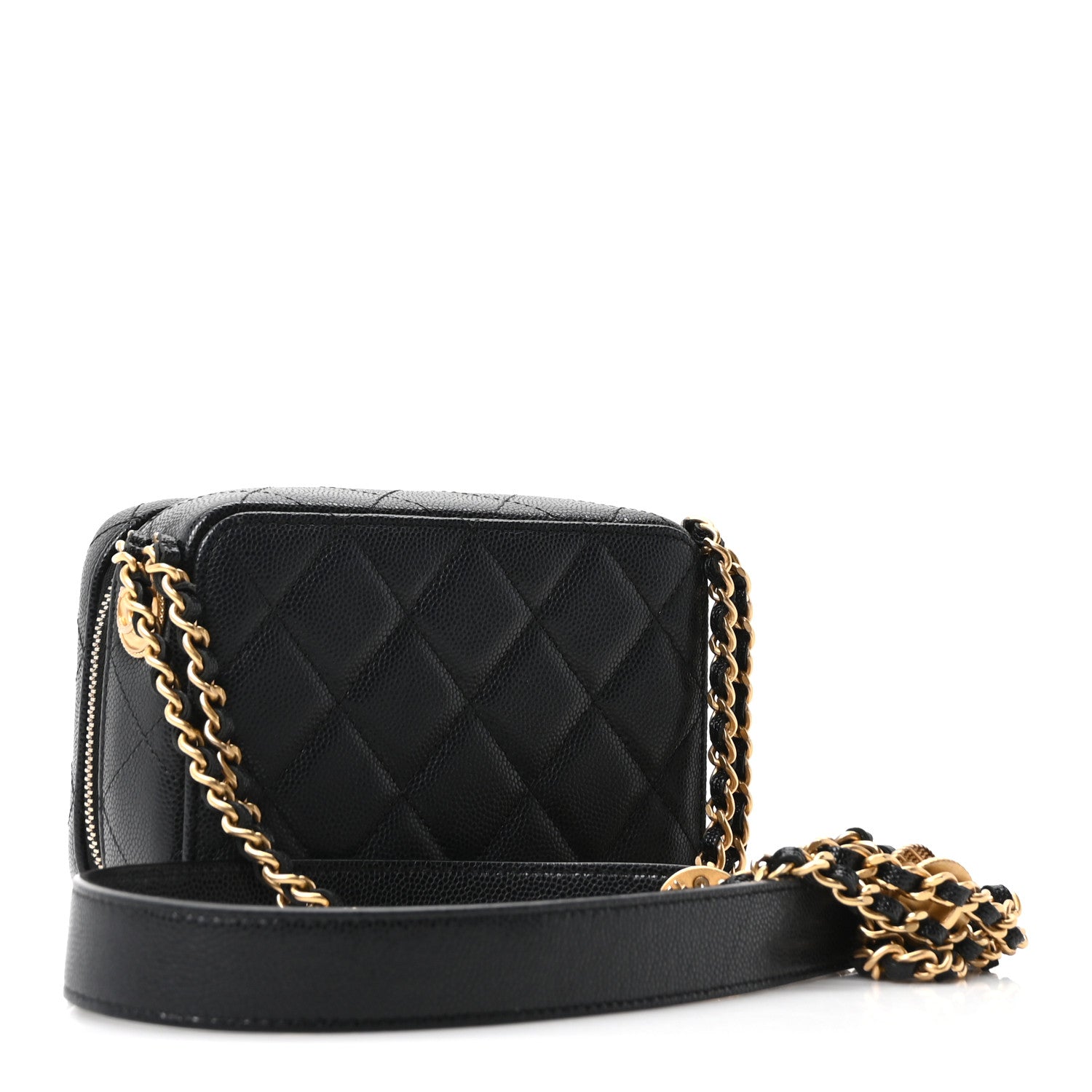 Chanel Caviar Quilted Twist Your Buttons Clutch With Chain Black