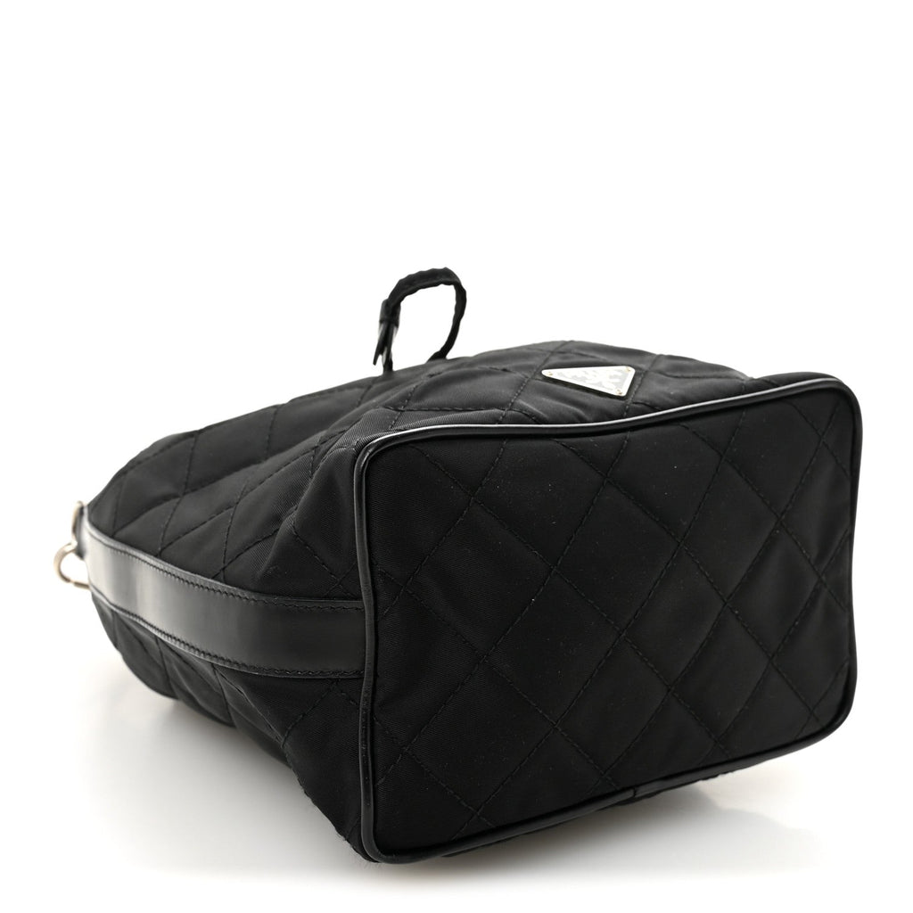 Prada Tessuto Nylon Quilted Drawstring Bucket Bag Black